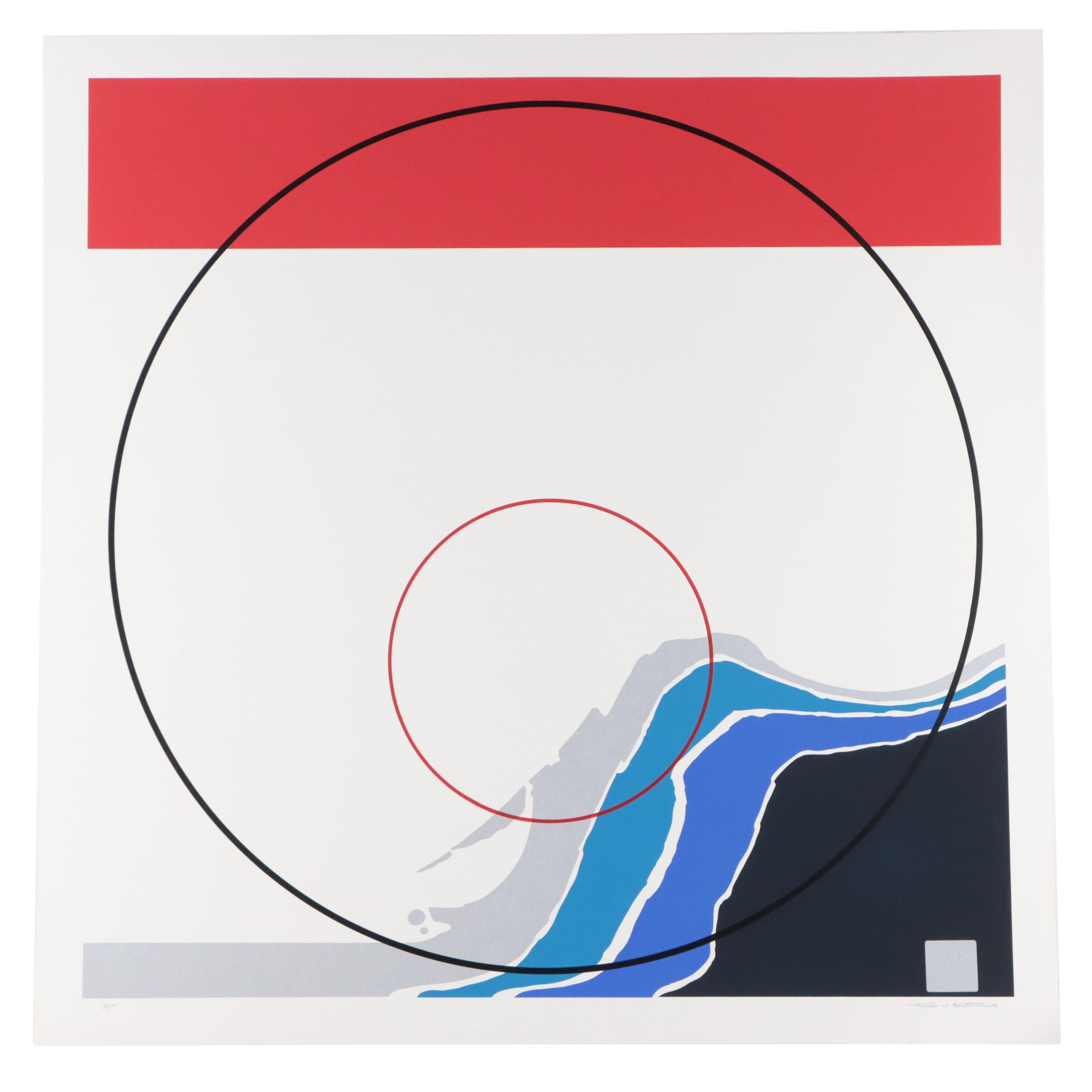 Thomas Whelan Benton Serigraph "Blue Landscape," 1979