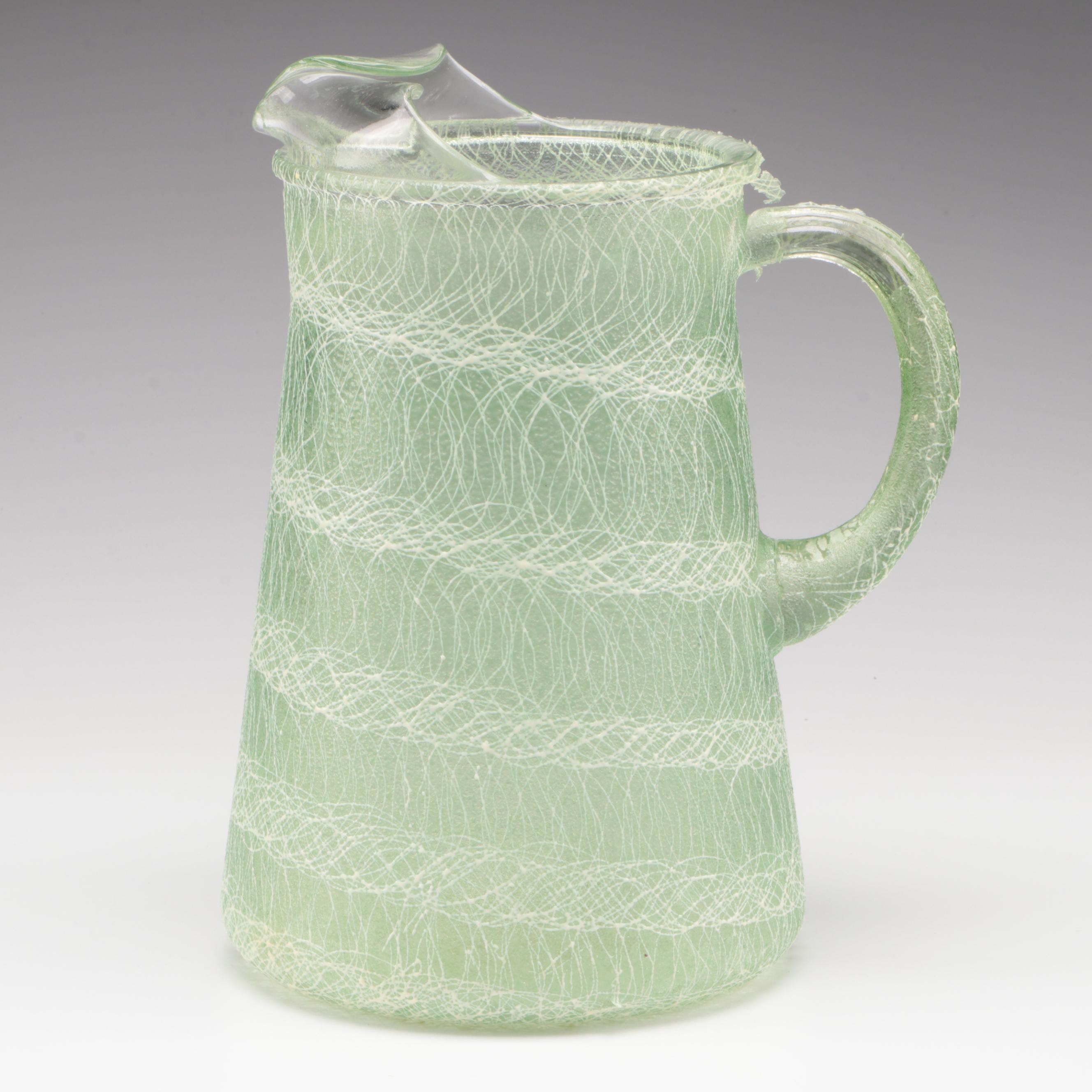 Spaghetti String Roly Poly Glasses and Pitcher, Mid-20th Century
