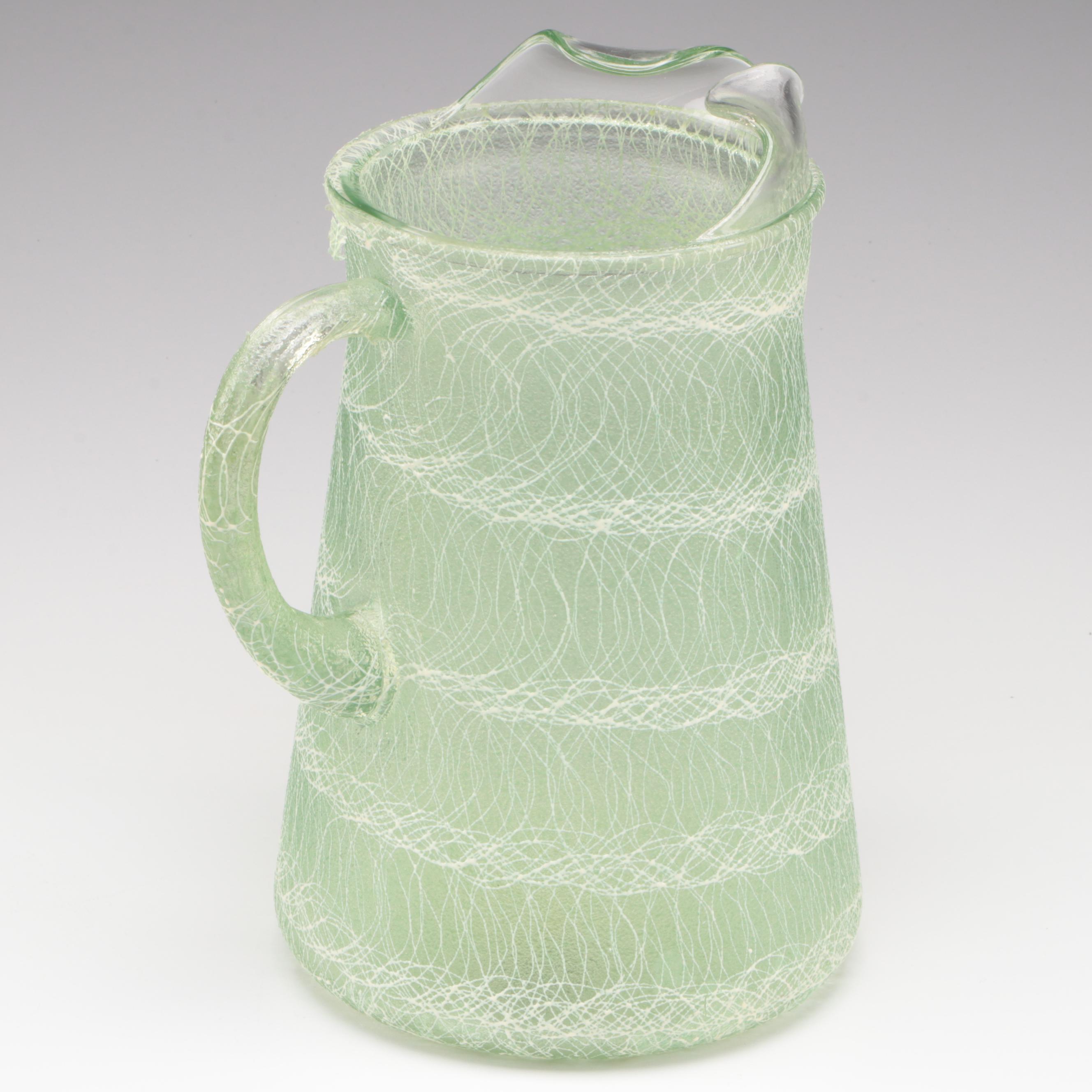 Spaghetti String Roly Poly Glasses and Pitcher, Mid-20th Century