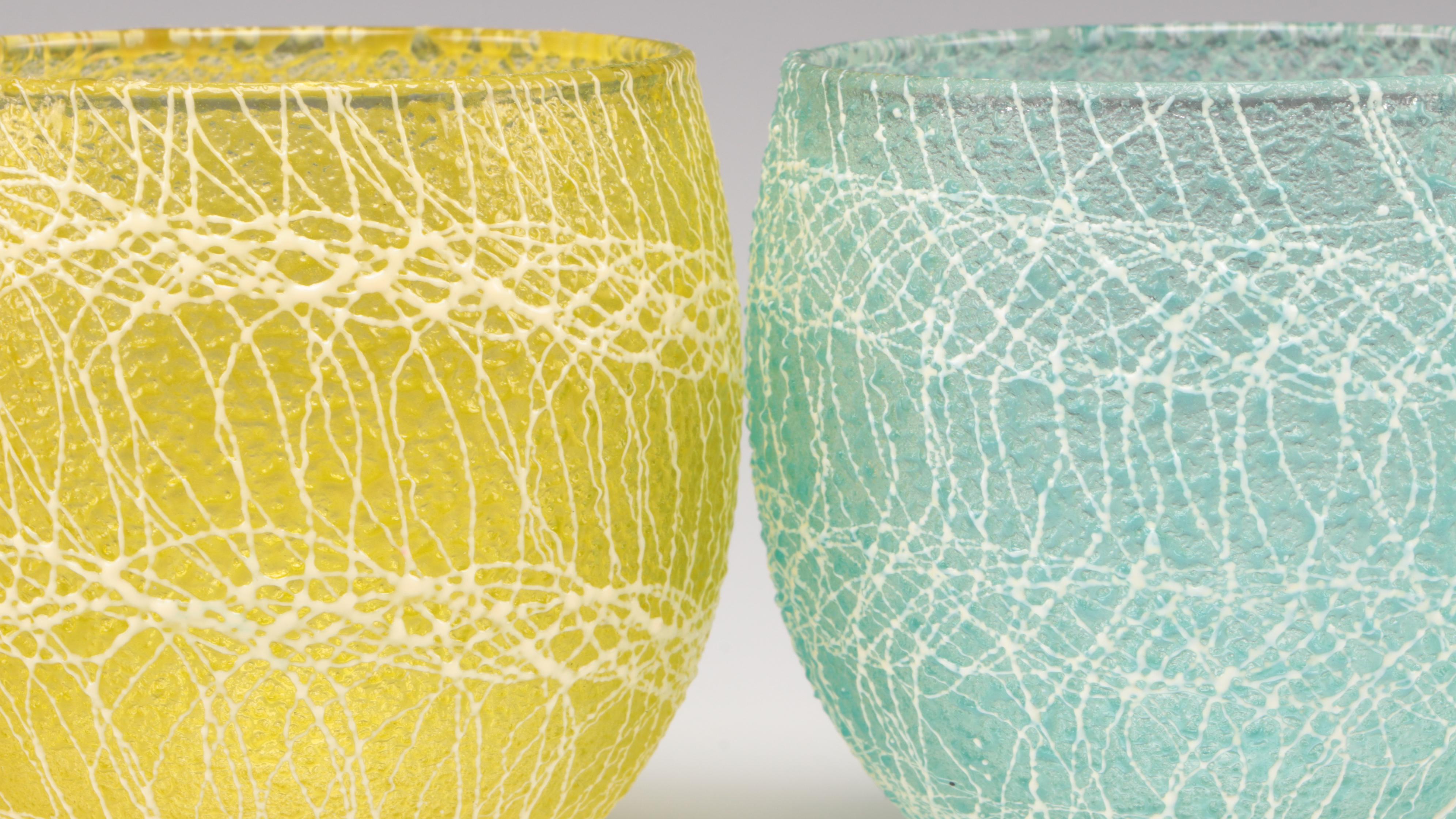 Spaghetti String Roly Poly Glasses and Pitcher, Mid-20th Century