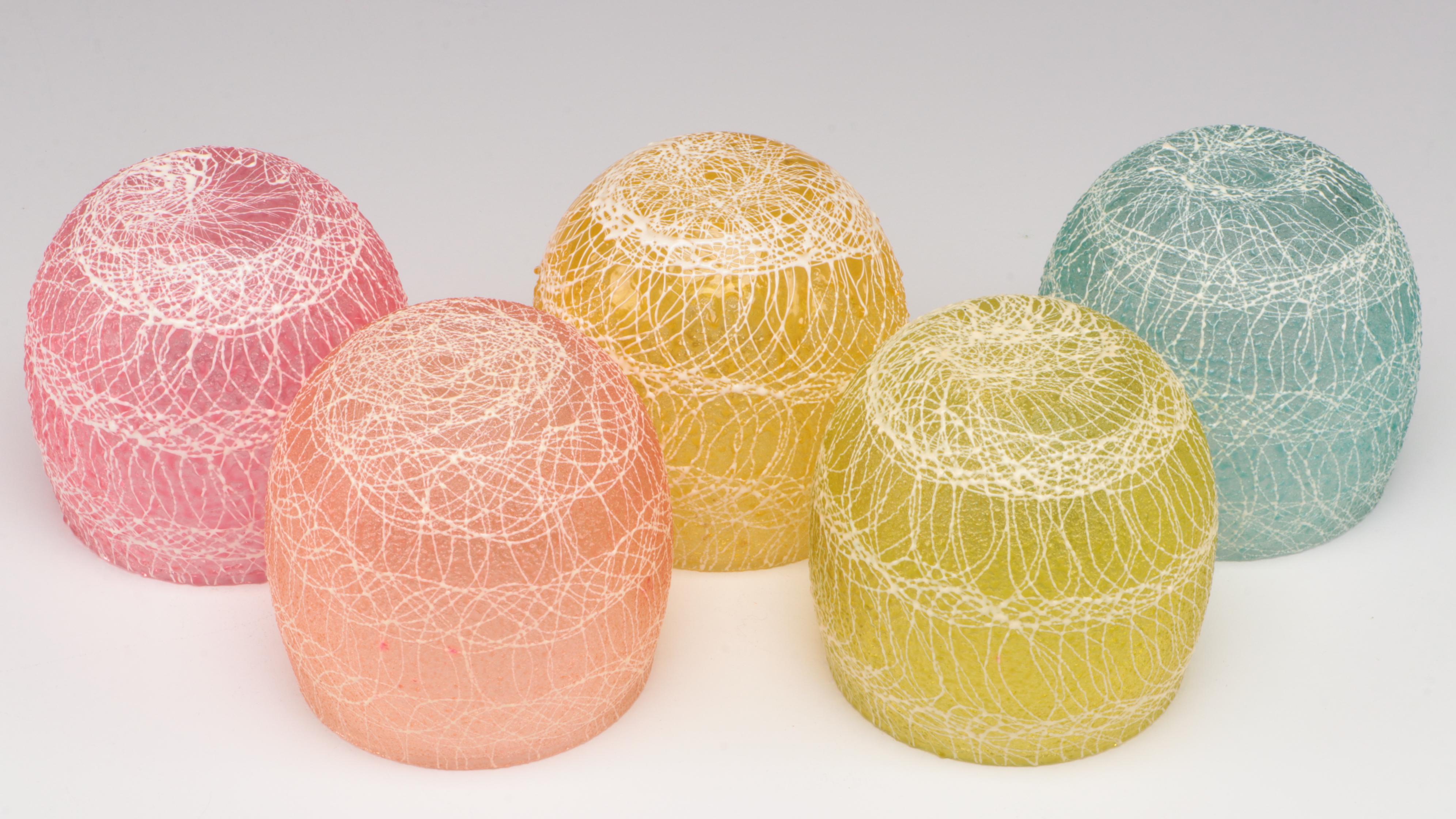 Spaghetti String Roly Poly Glasses and Pitcher, Mid-20th Century