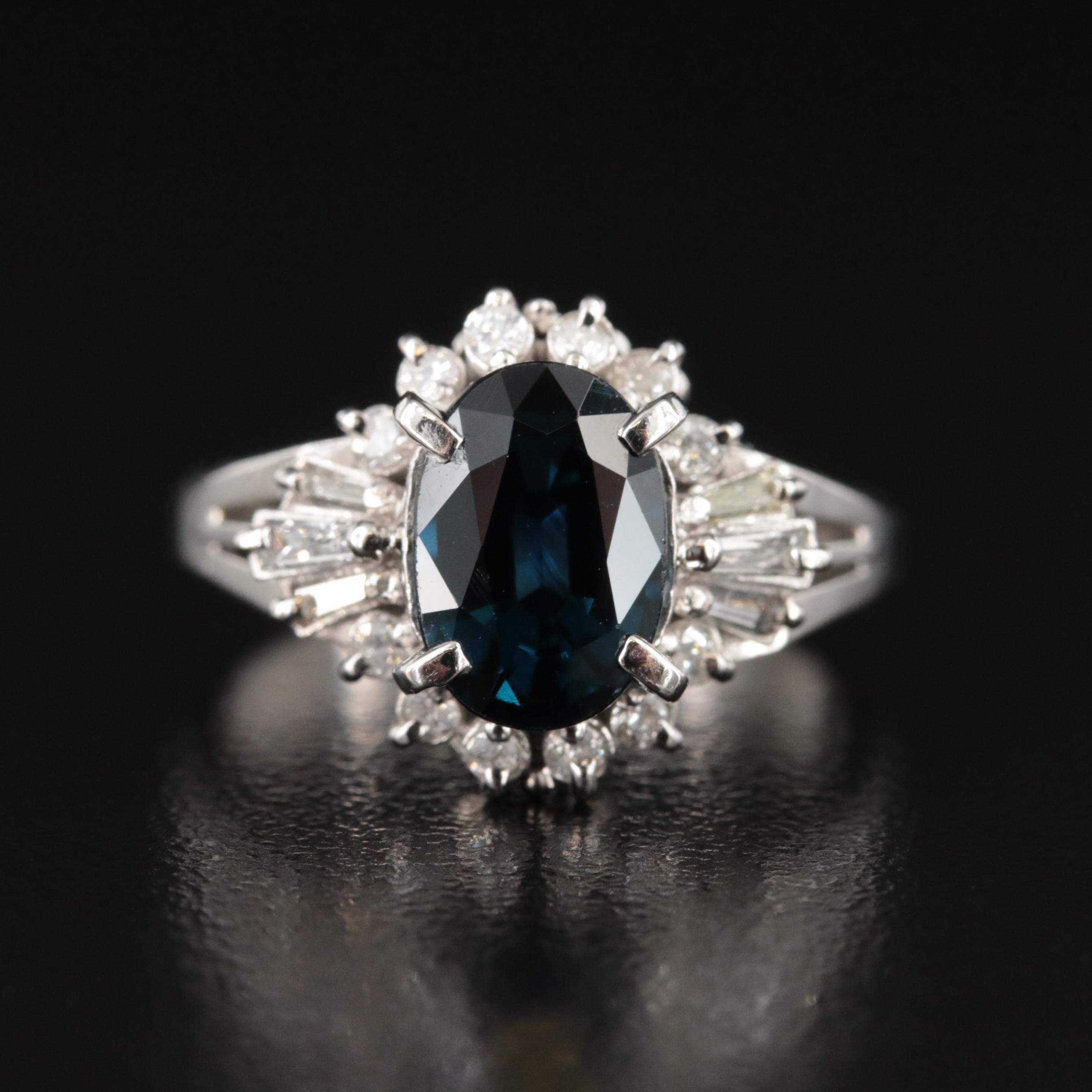 Platinum 2.70 CT Sapphire and Diamond Ring with GIA Report