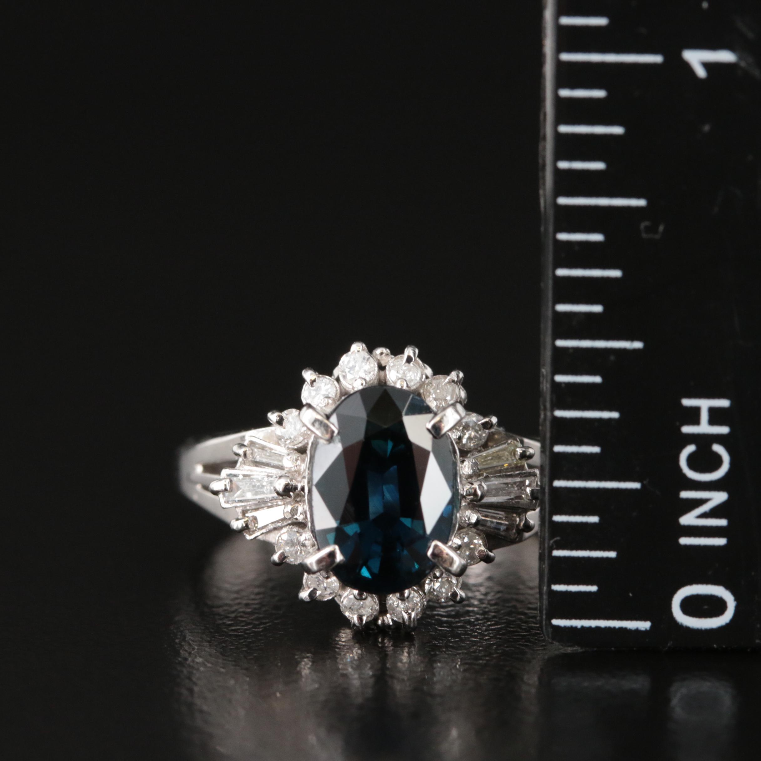 Platinum 2.70 CT Sapphire and Diamond Ring with GIA Report