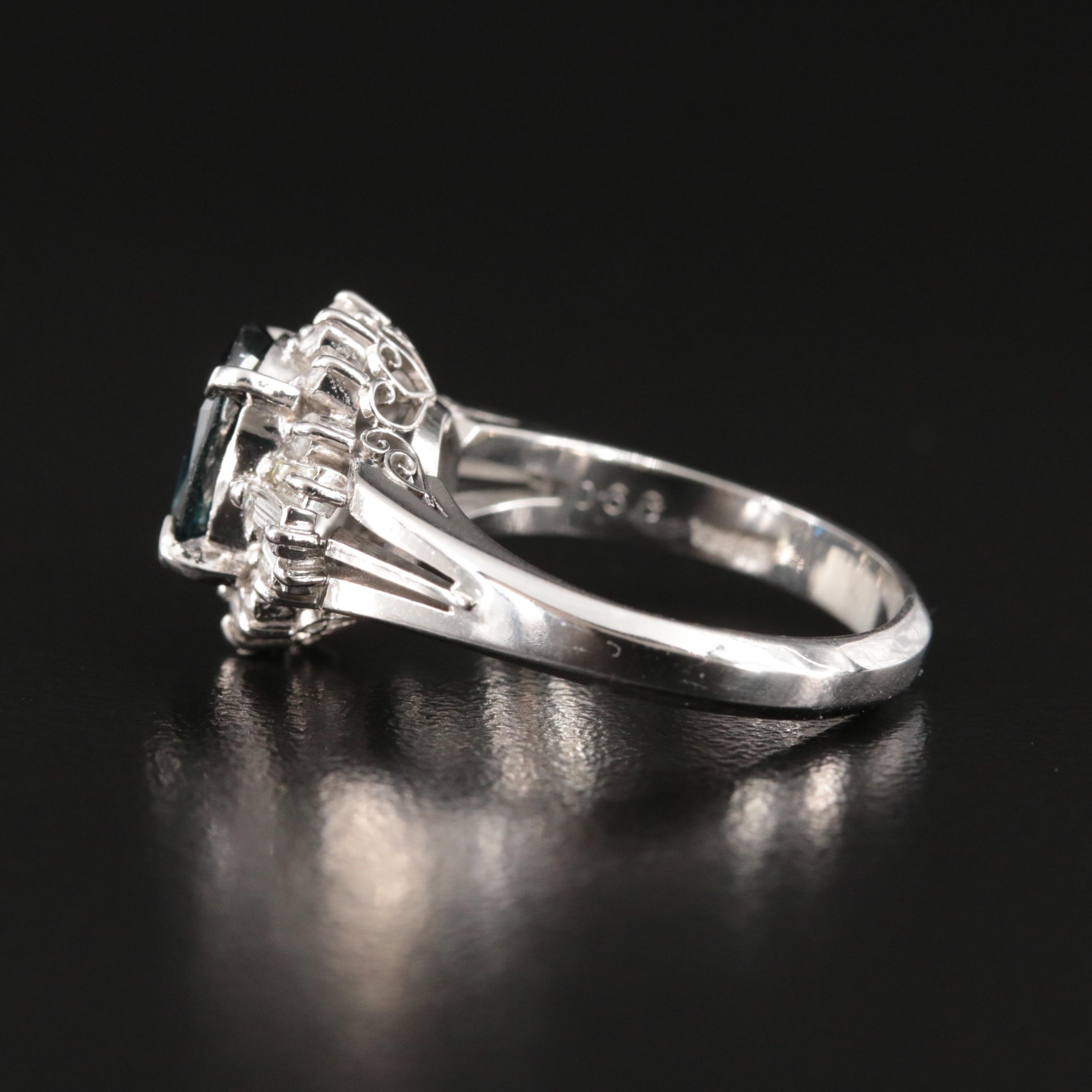 Platinum 2.70 CT Sapphire and Diamond Ring with GIA Report