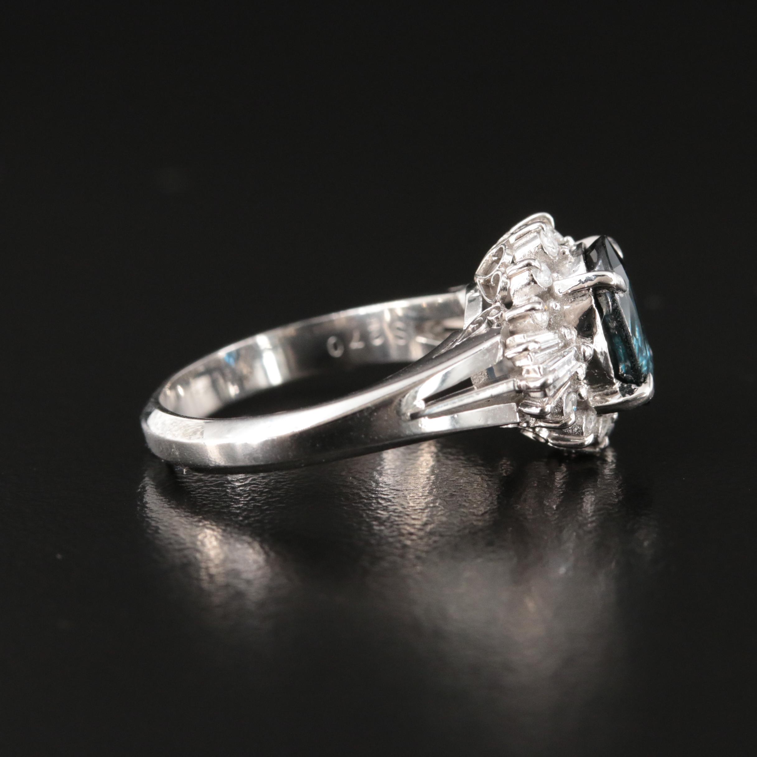 Platinum 2.70 CT Sapphire and Diamond Ring with GIA Report