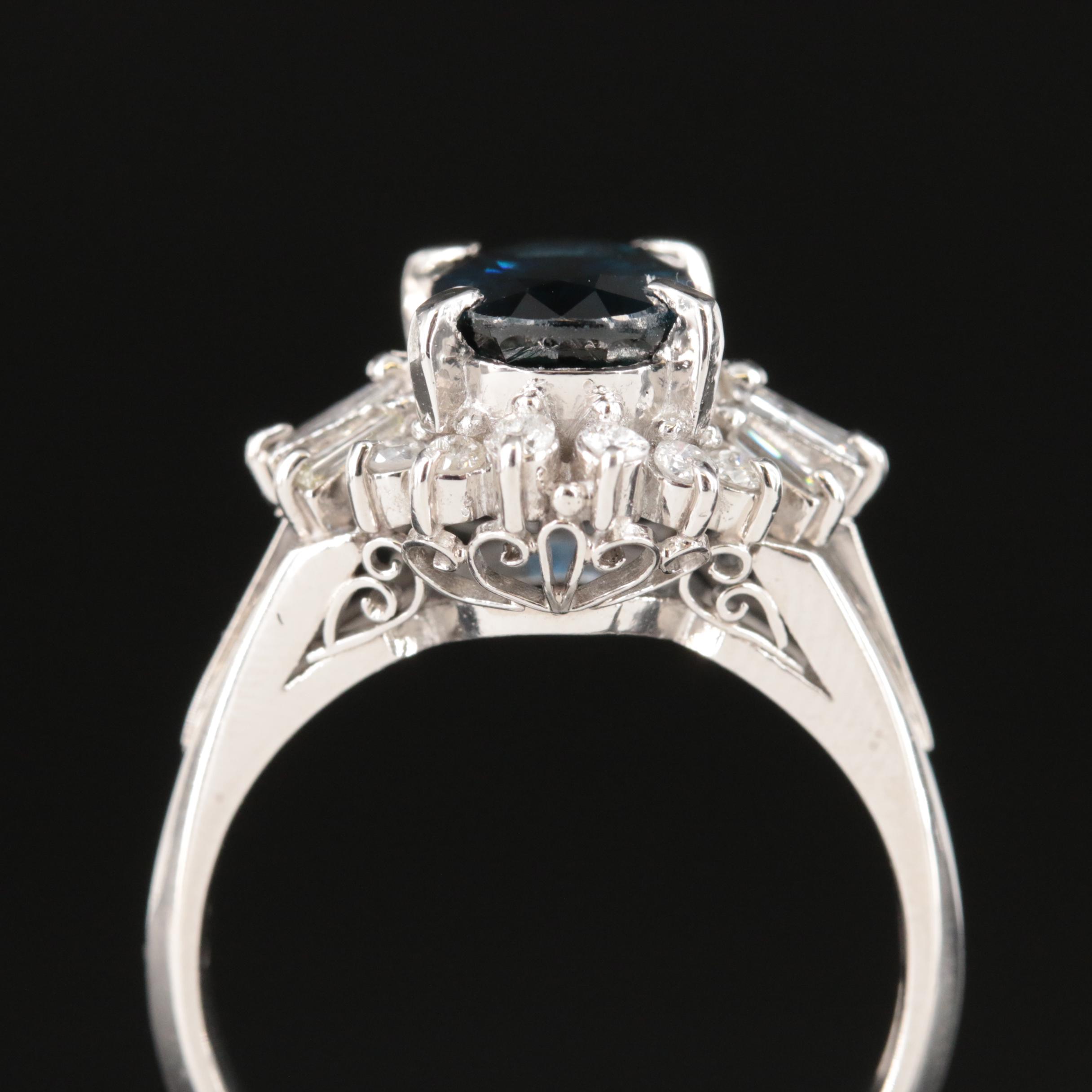 Platinum 2.70 CT Sapphire and Diamond Ring with GIA Report