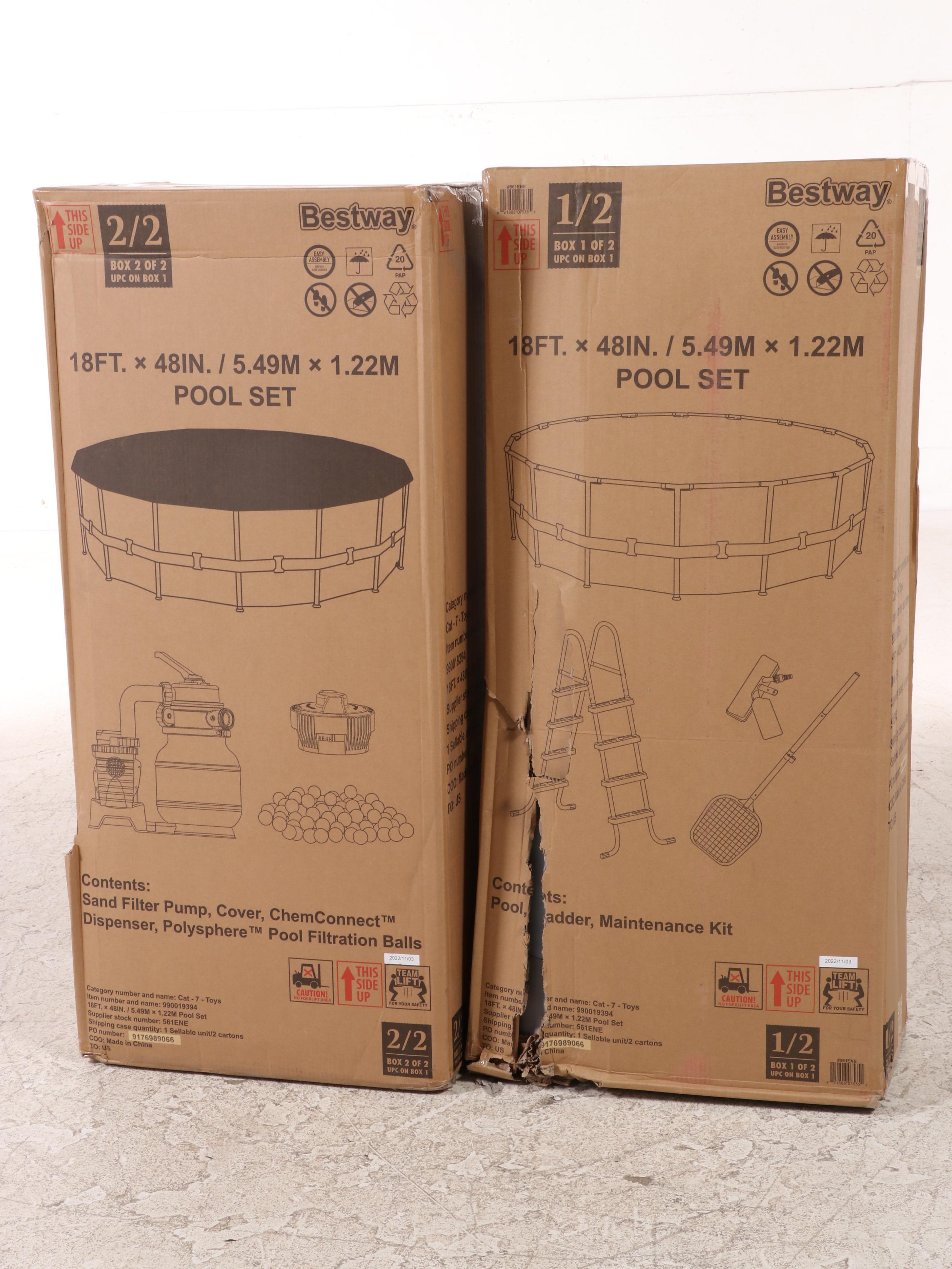 Bestway Power Steel 18’ x 48” Round Above Ground Pool Set