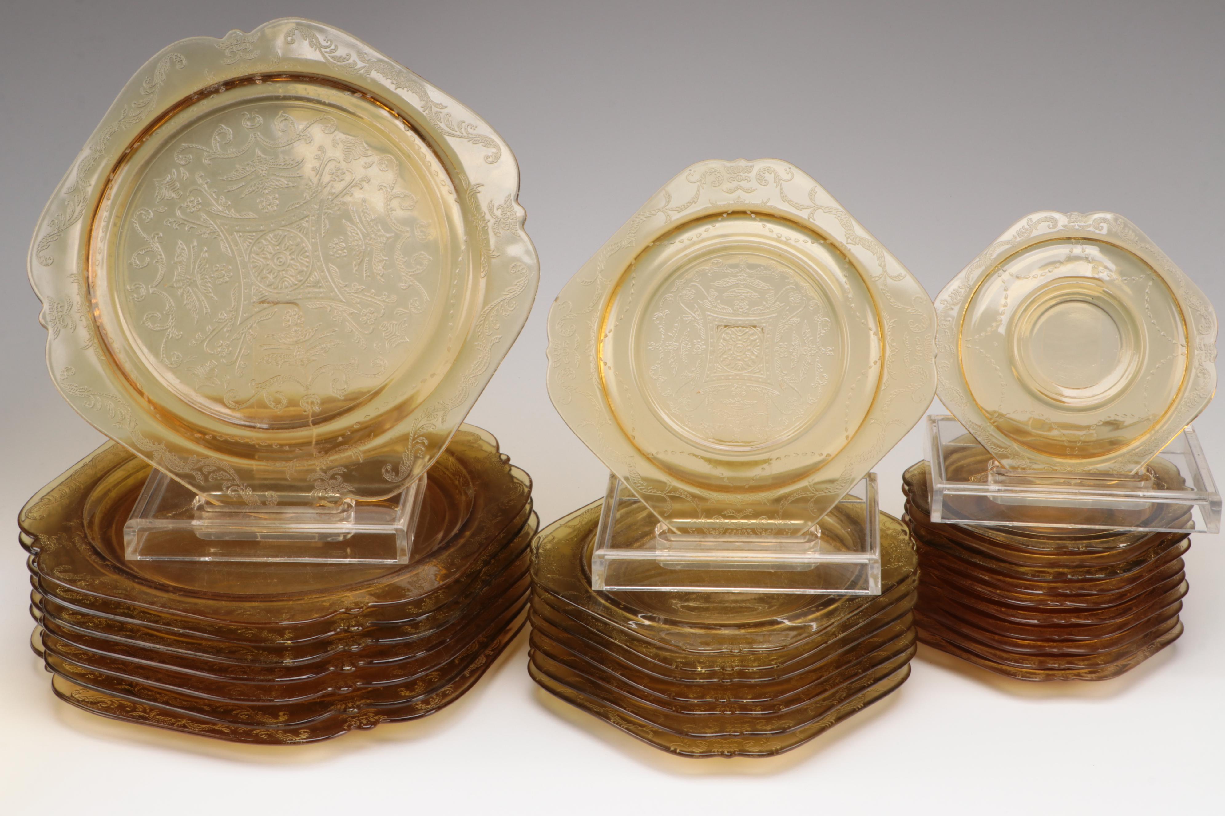 Federal Glass "Recollection" Amber Glass Tableware