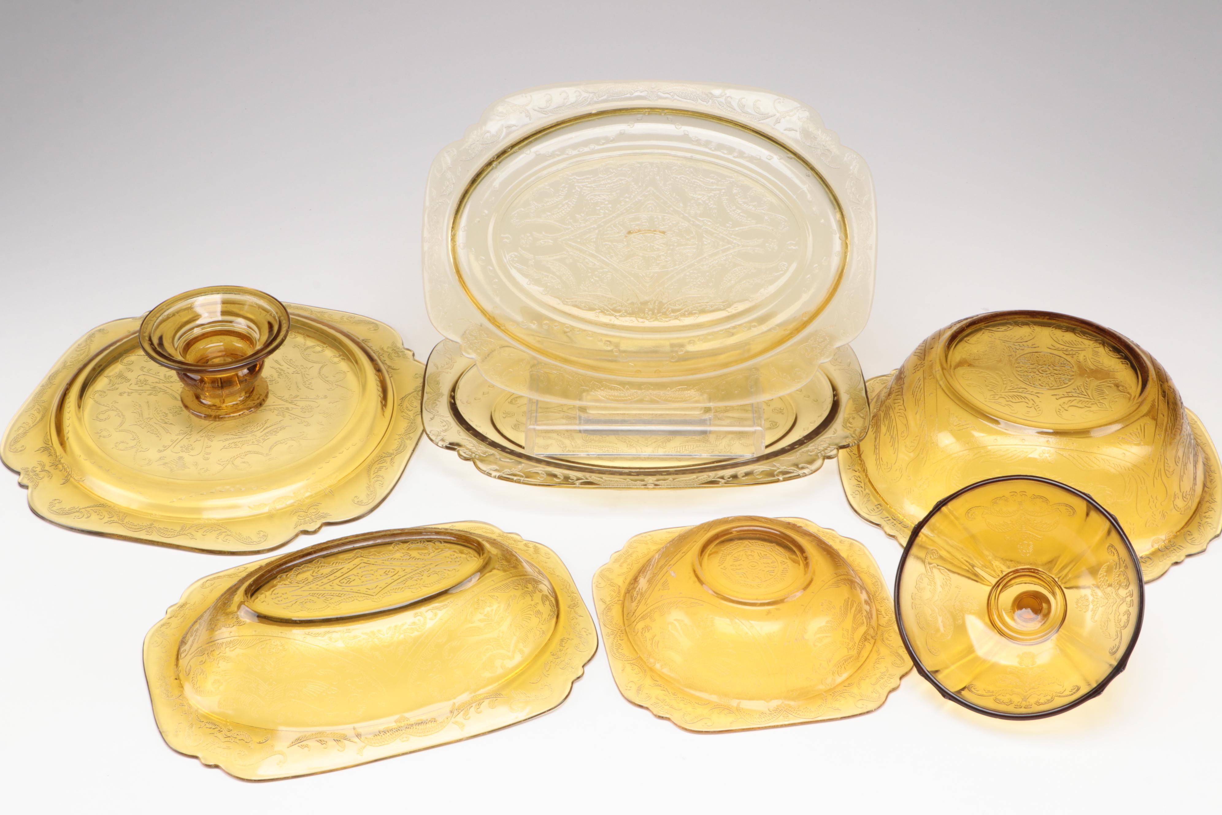 Federal Glass "Recollection" Amber Glass Tableware