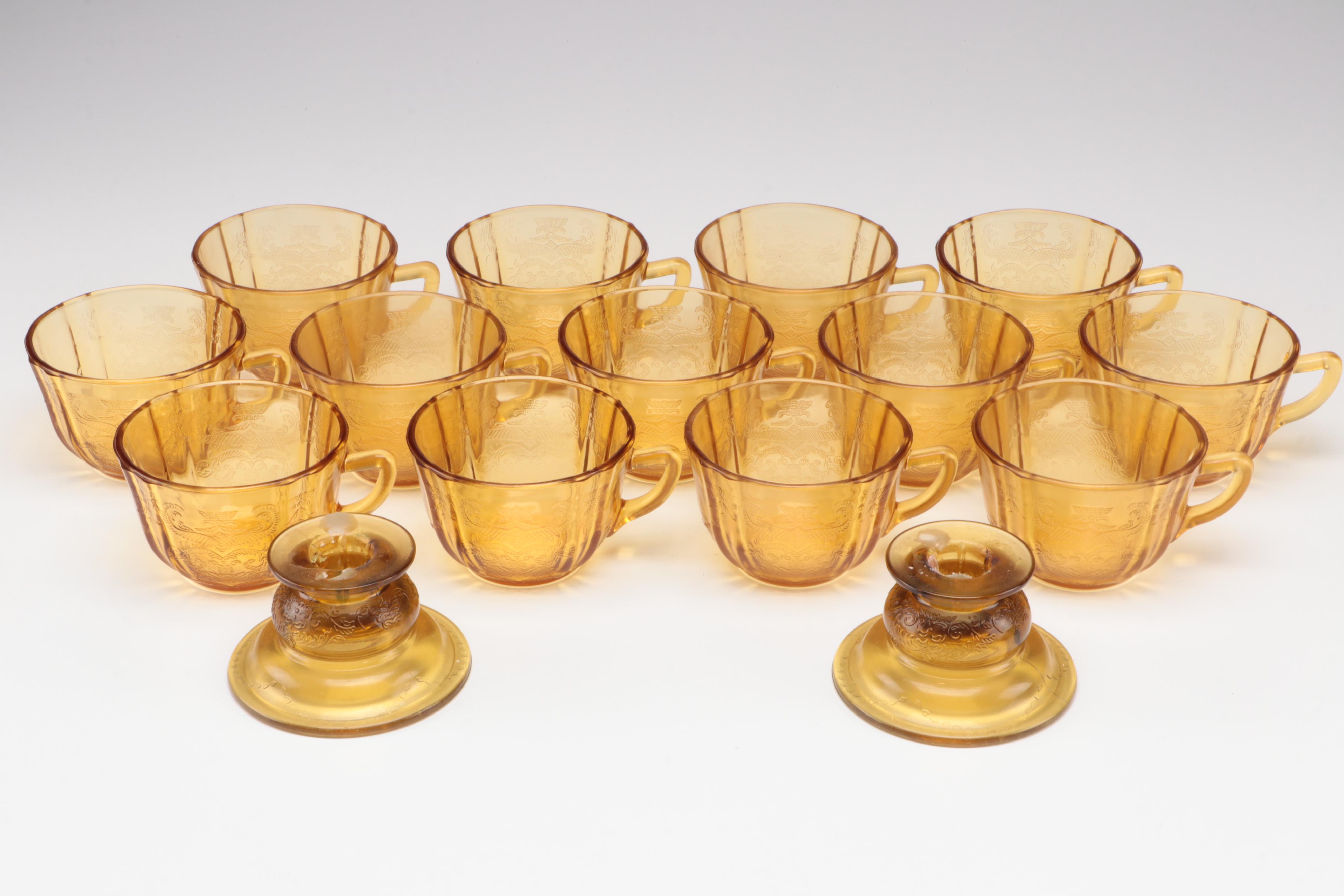 Federal Glass "Recollection" Amber Glass Tableware