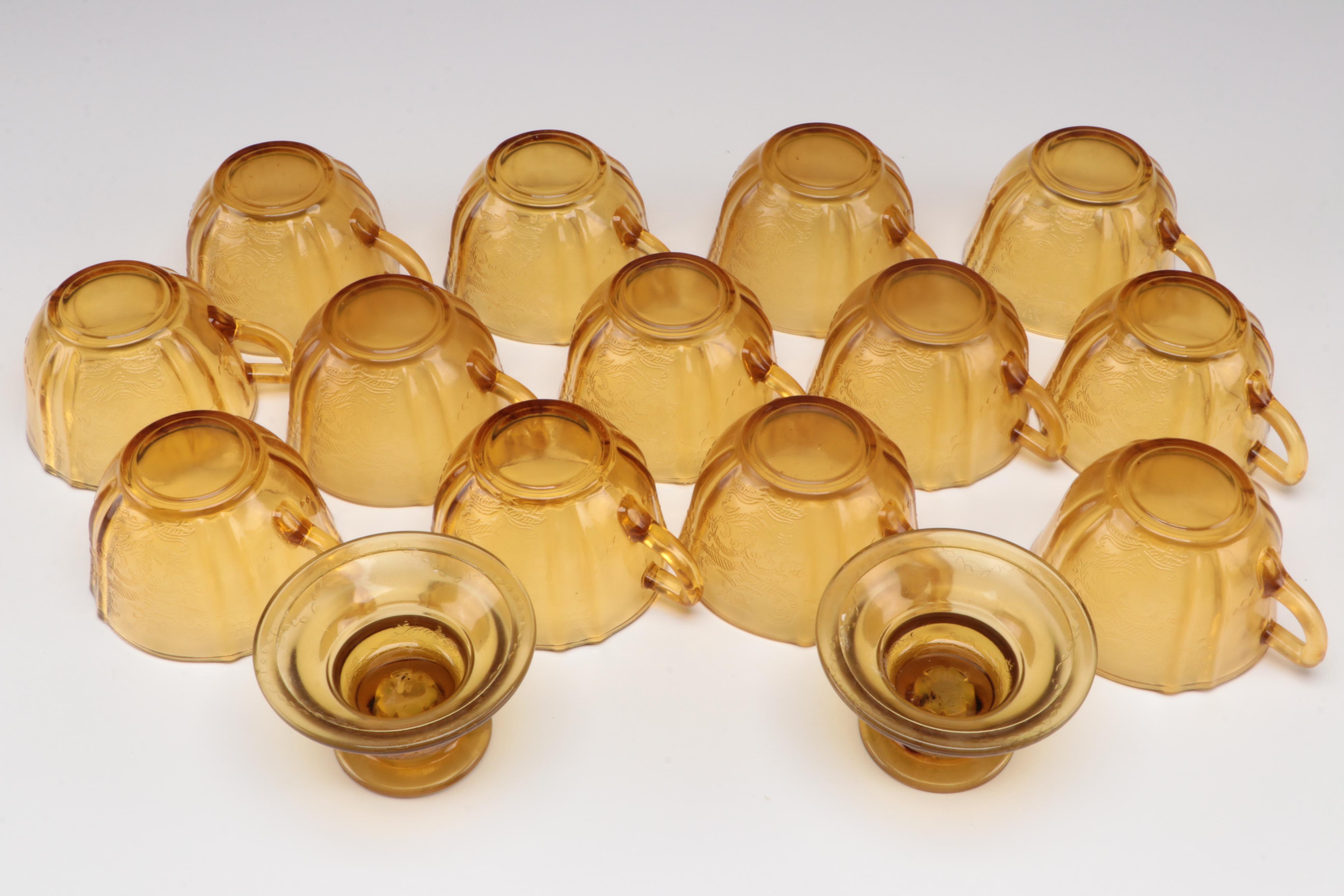 Federal Glass "Recollection" Amber Glass Tableware