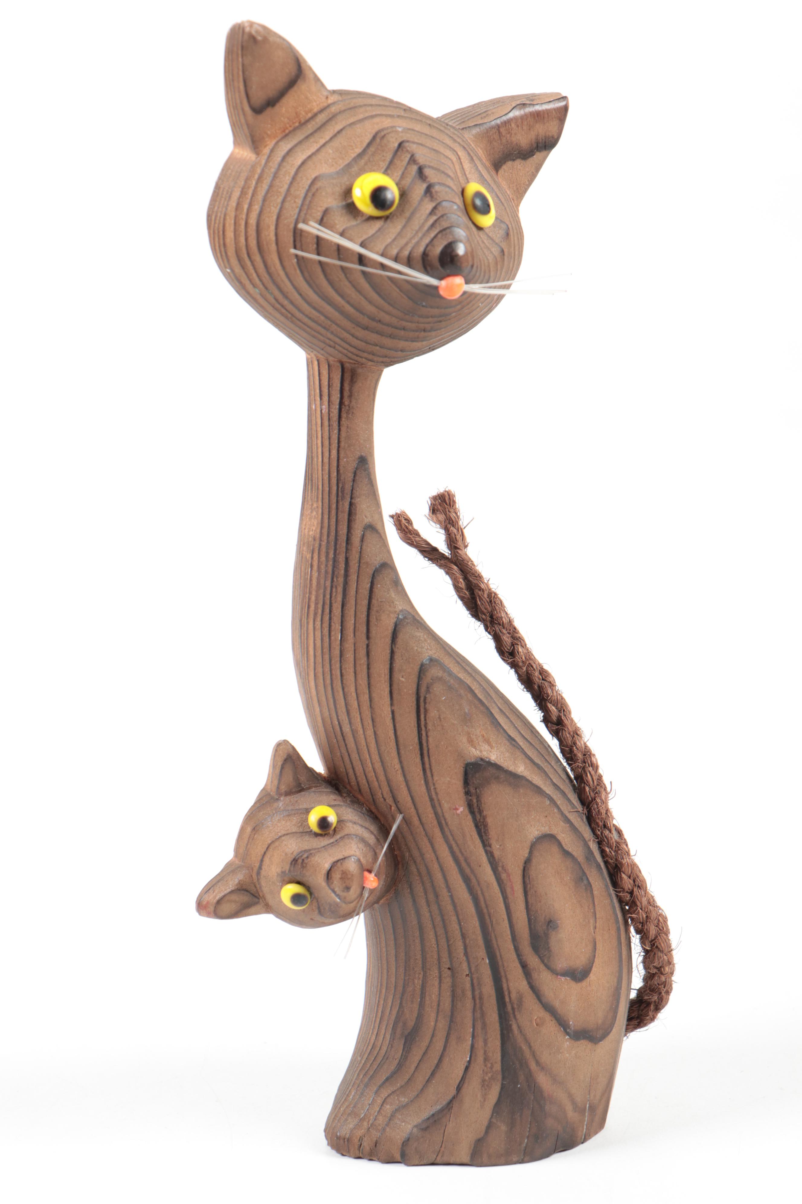 Hand-Carved Eagle Wall Hanging, Wony Mod Cats,  Resin and Wood Figurines