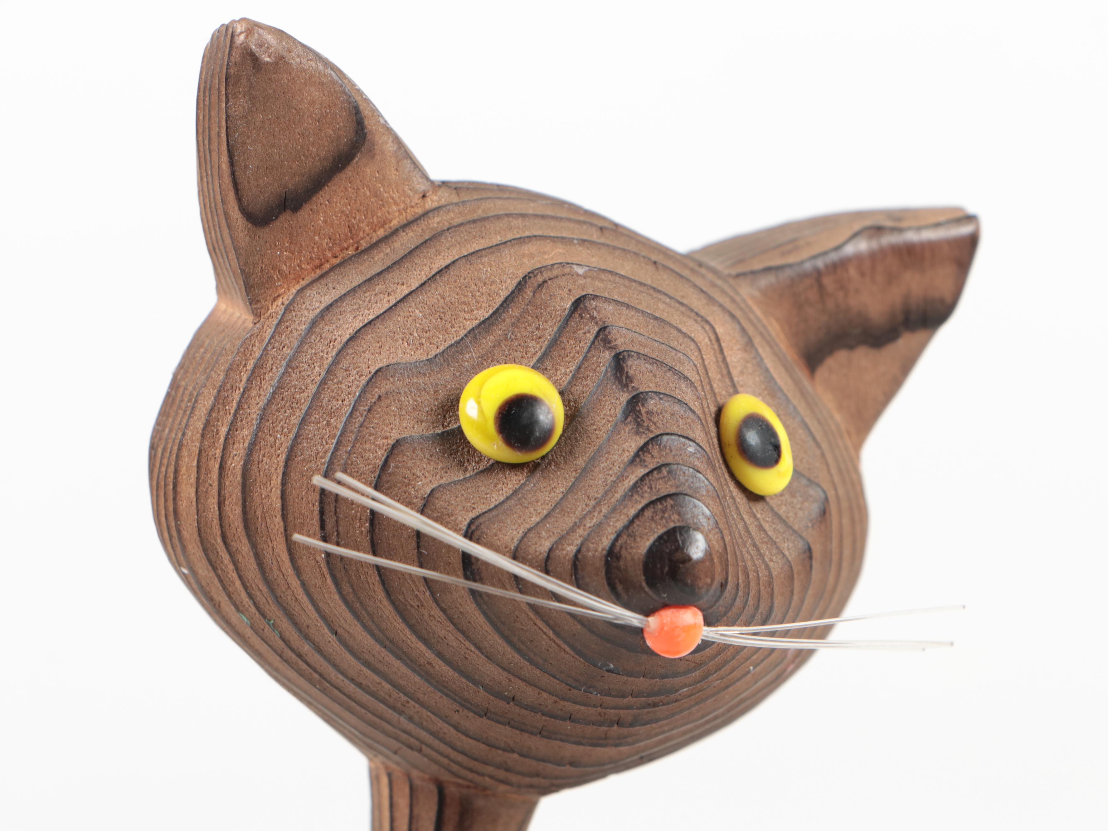 Hand-Carved Eagle Wall Hanging, Wony Mod Cats,  Resin and Wood Figurines