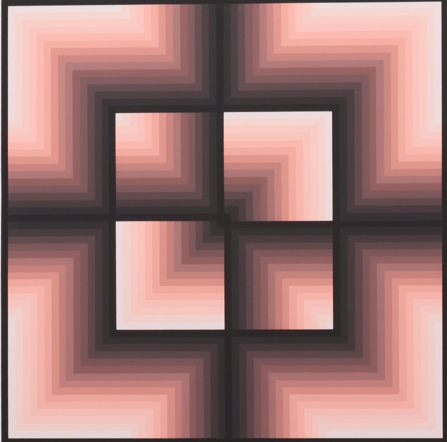 Jurgen Peters Op Art Serigraph "Window Motif," 1982