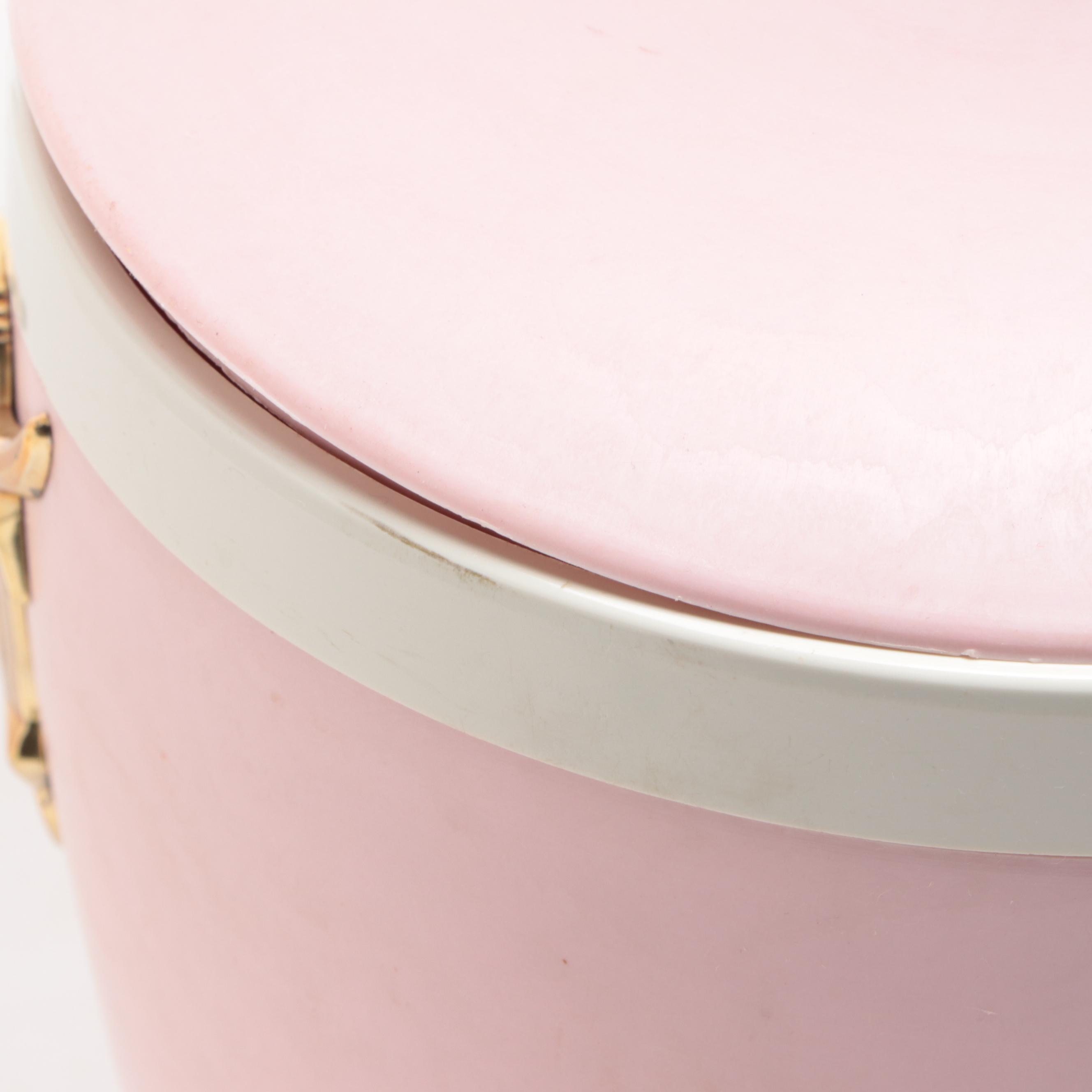 GHS Ware Pink Vinyl Ice Bucket with Silver Plate Tongs, Mid to Late 20th Century