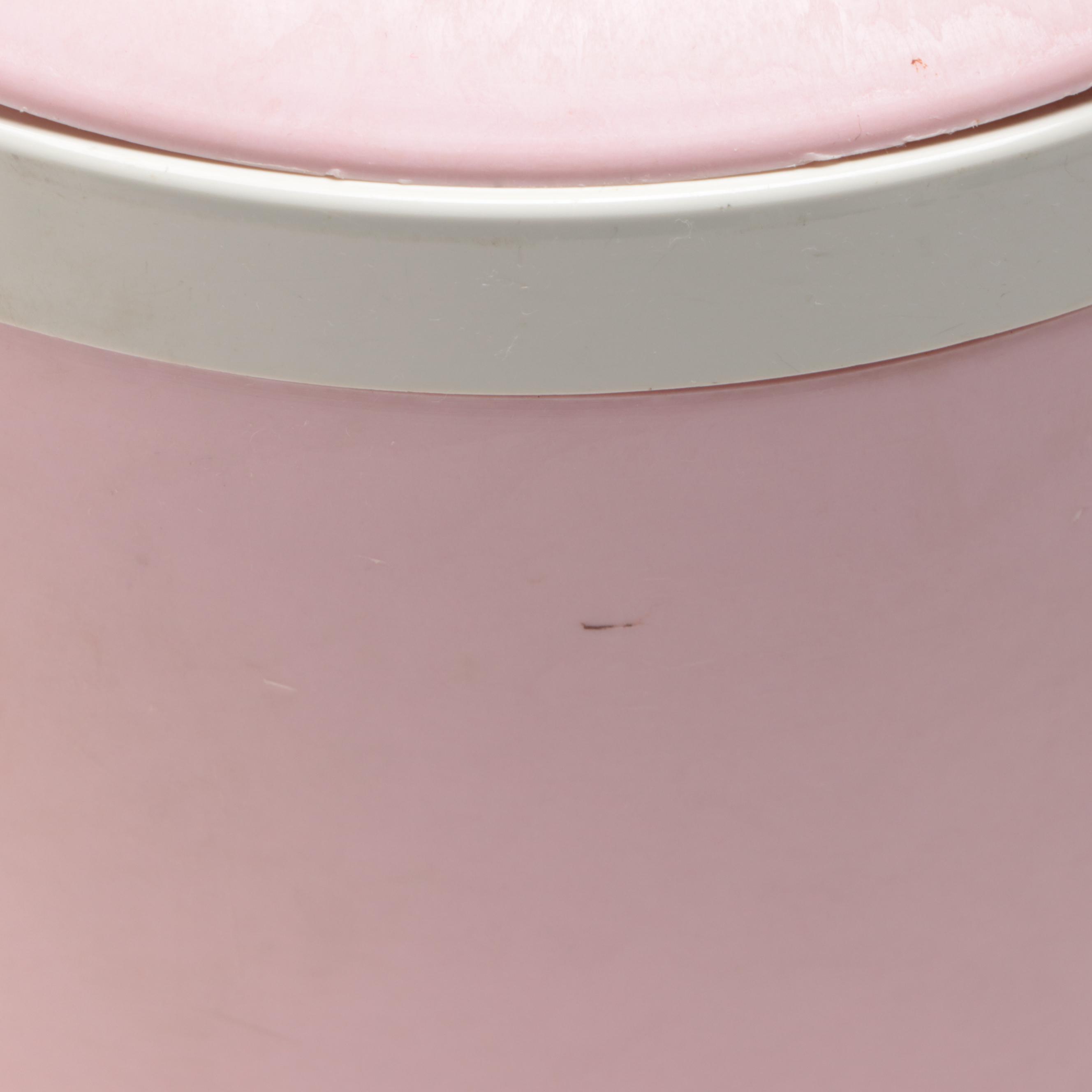 GHS Ware Pink Vinyl Ice Bucket with Silver Plate Tongs, Mid to Late 20th Century