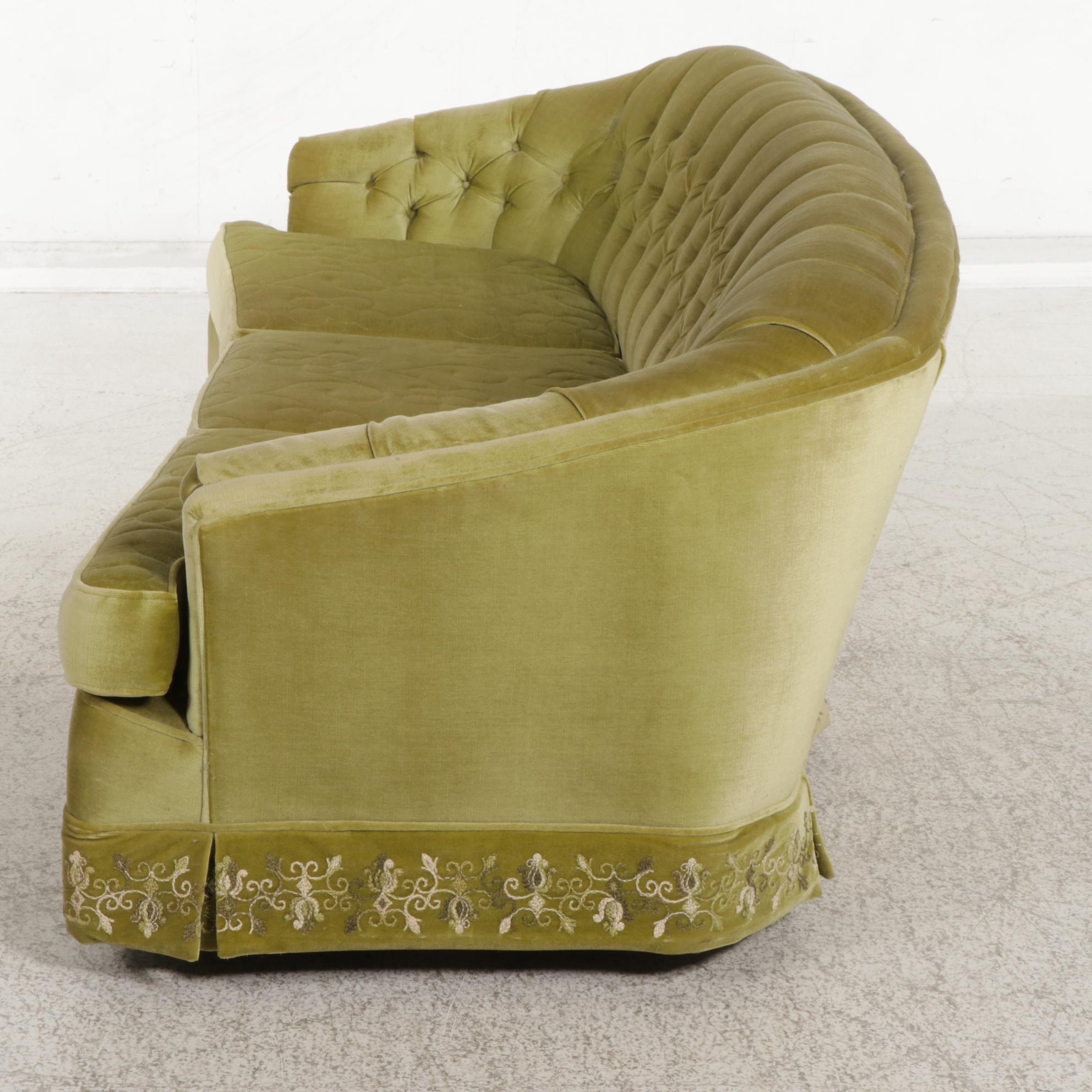 Charles Schneider Hollywood Regency Sofa and Armchair with Embroidered Accents