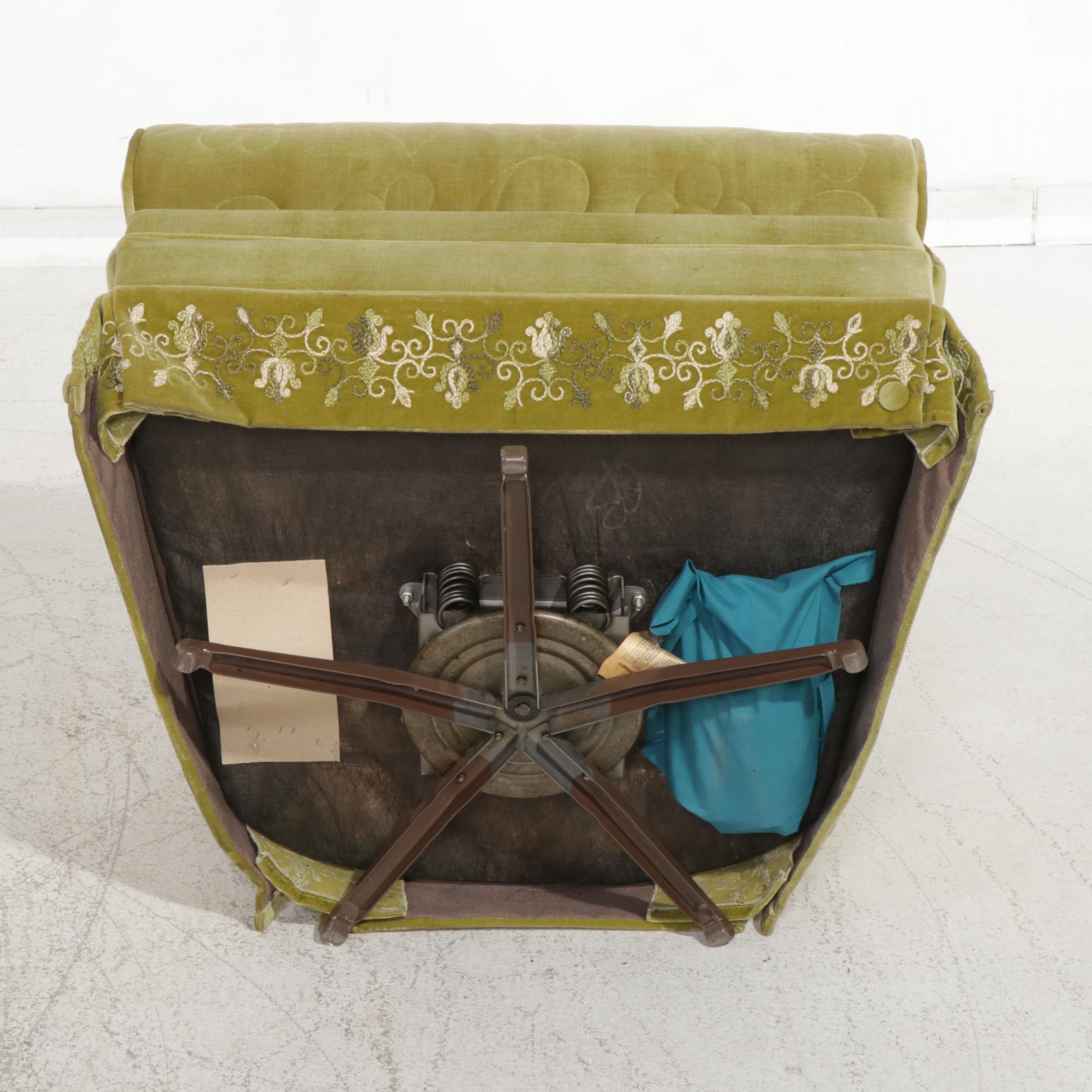 Charles Schneider Hollywood Regency Sofa and Armchair with Embroidered Accents