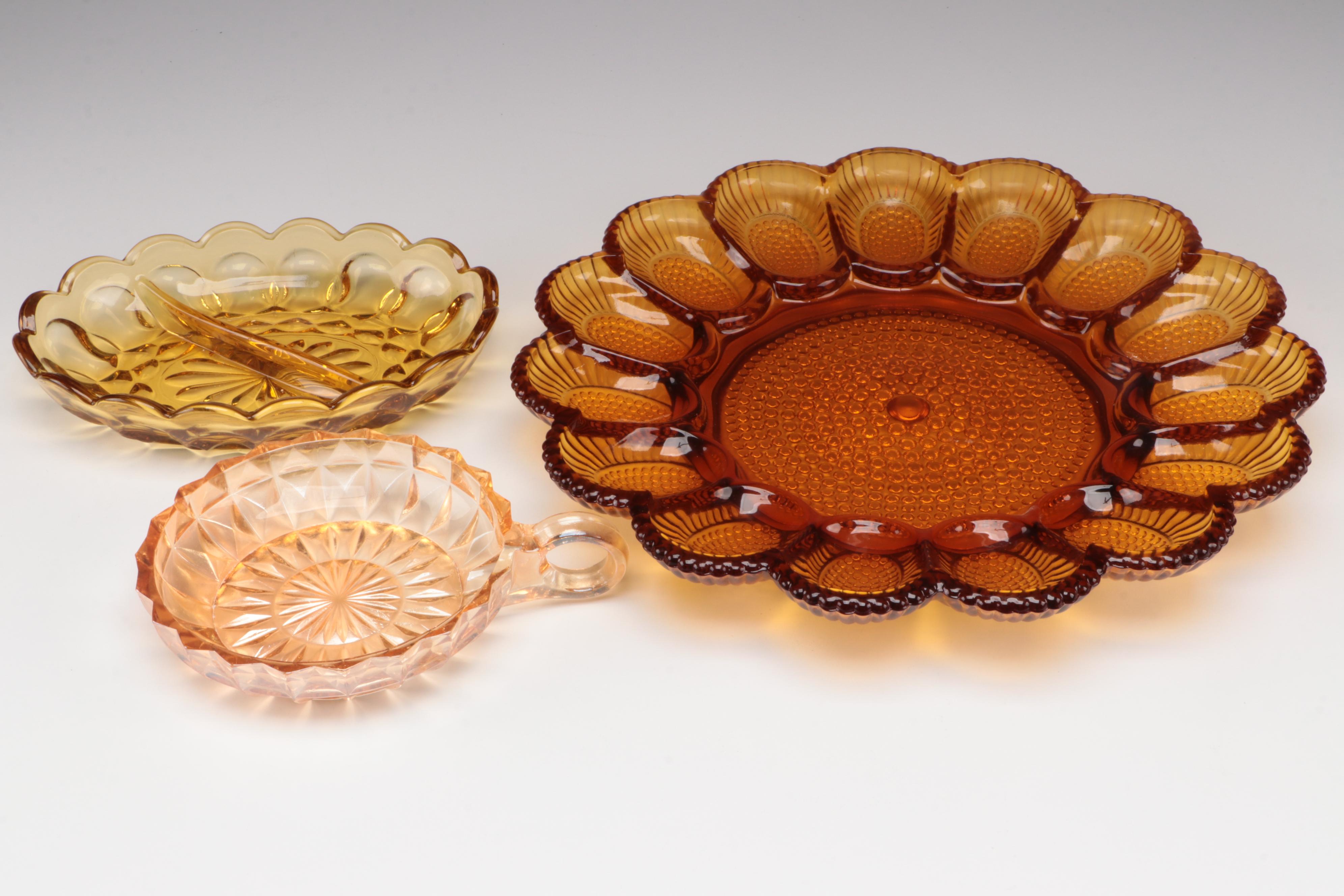 Fenton Open Edge Basket Weave Carnival Glass Bowl and Other Tableware