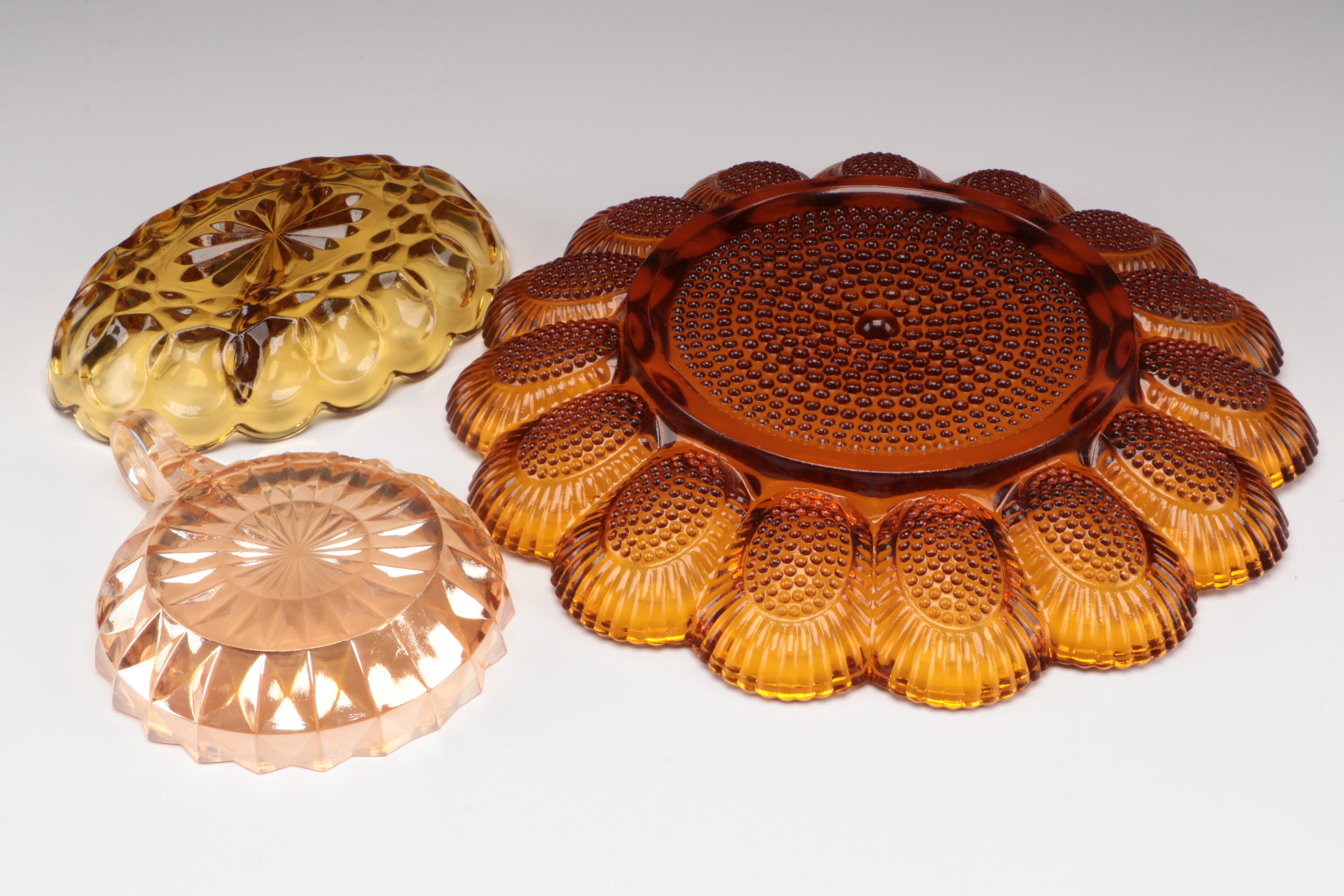 Fenton Open Edge Basket Weave Carnival Glass Bowl and Other Tableware