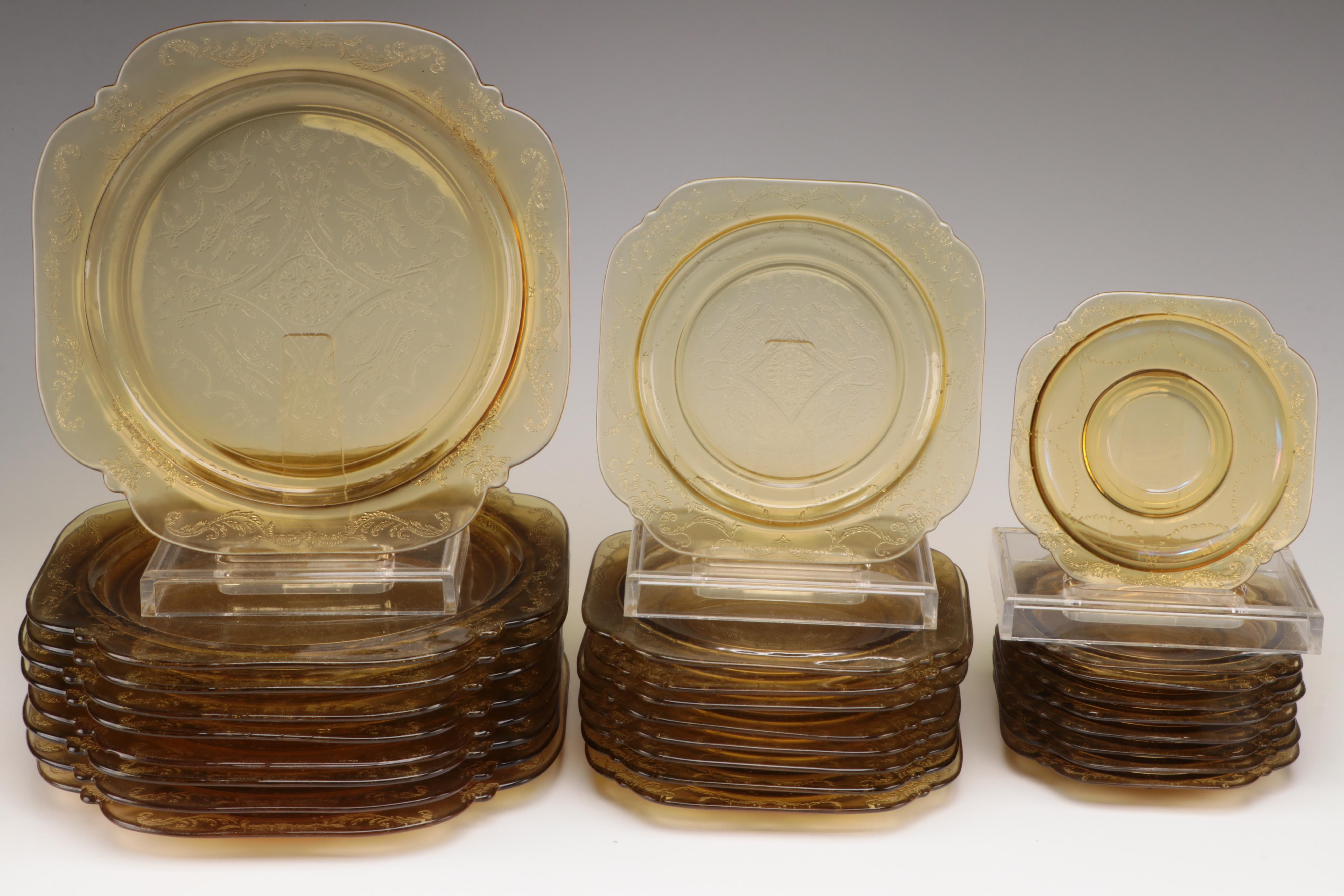 Federal Glass "Recollection" Amber Glass Tableware