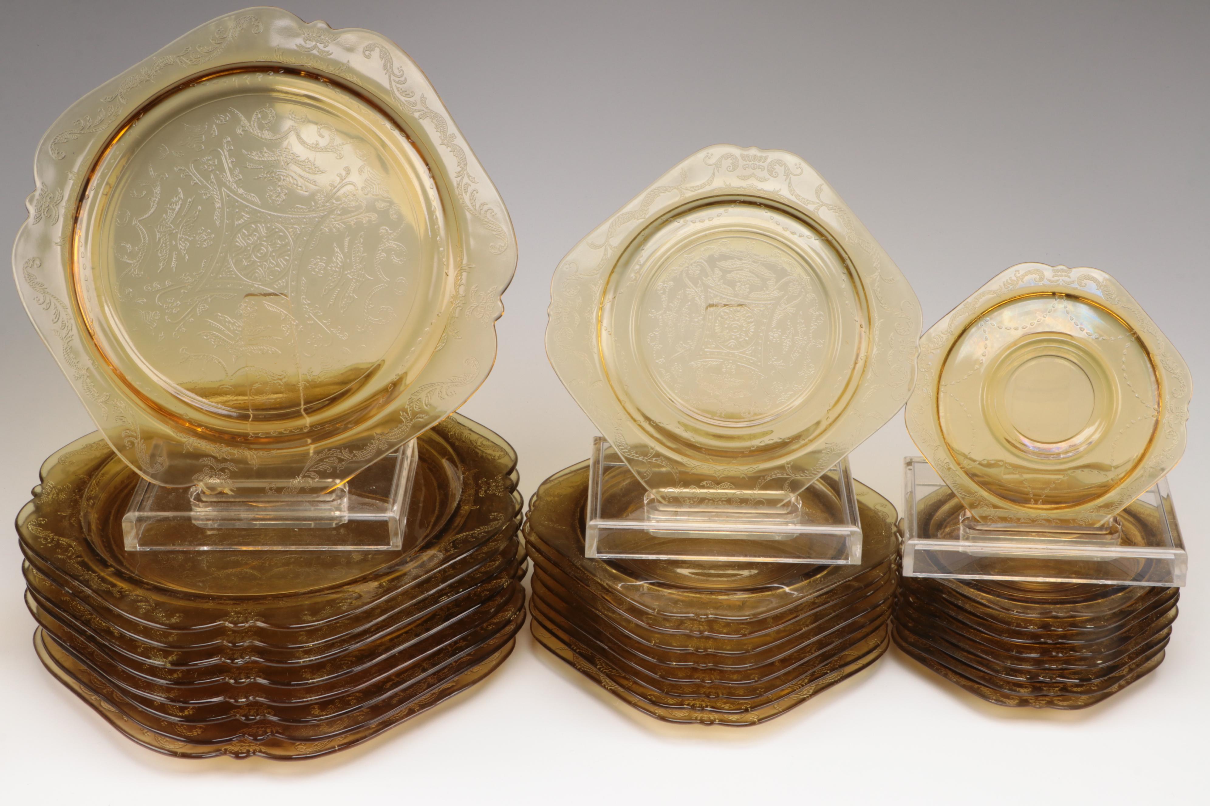 Federal Glass "Recollection" Amber Glass Tableware