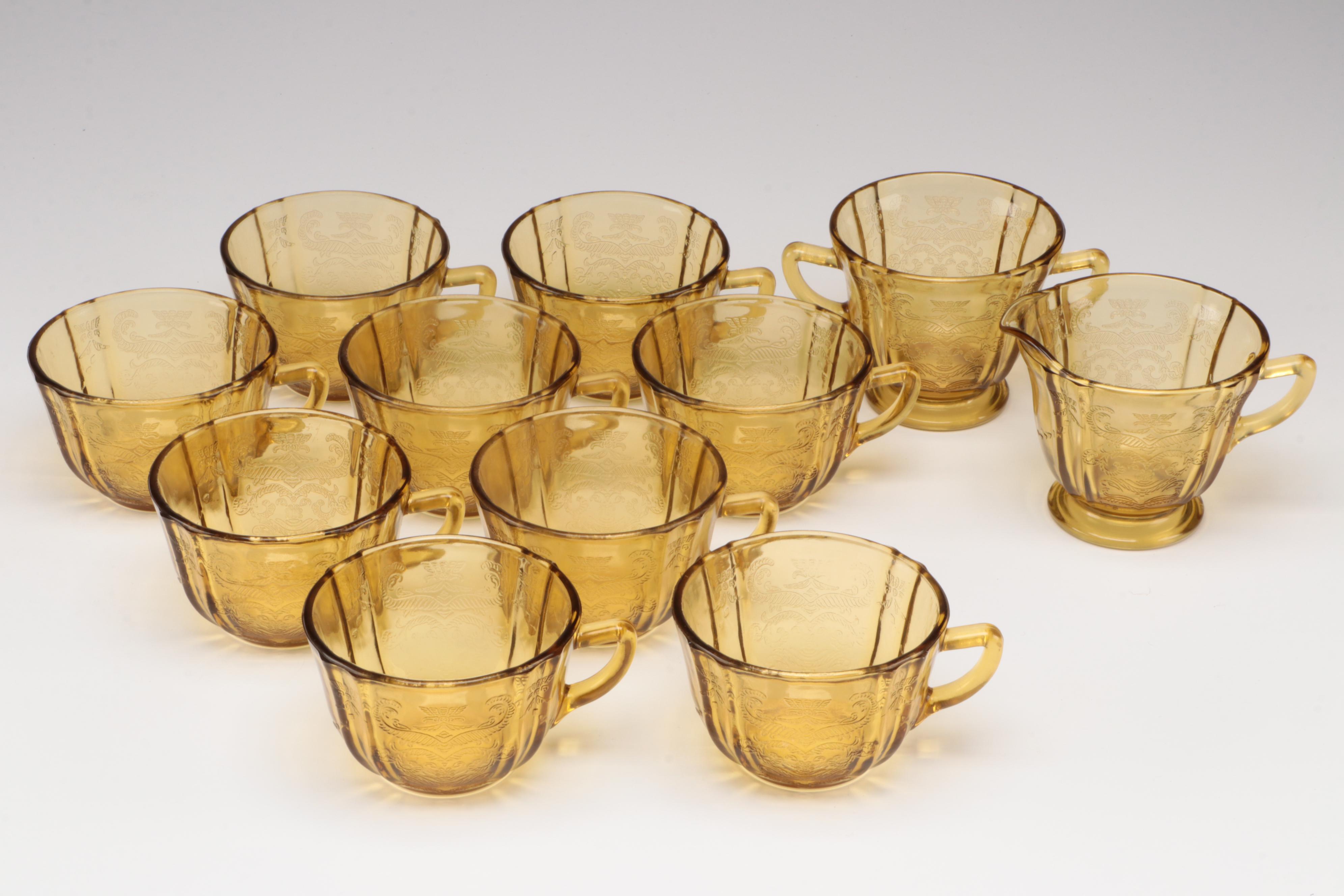Federal Glass "Recollection" Amber Glass Tableware