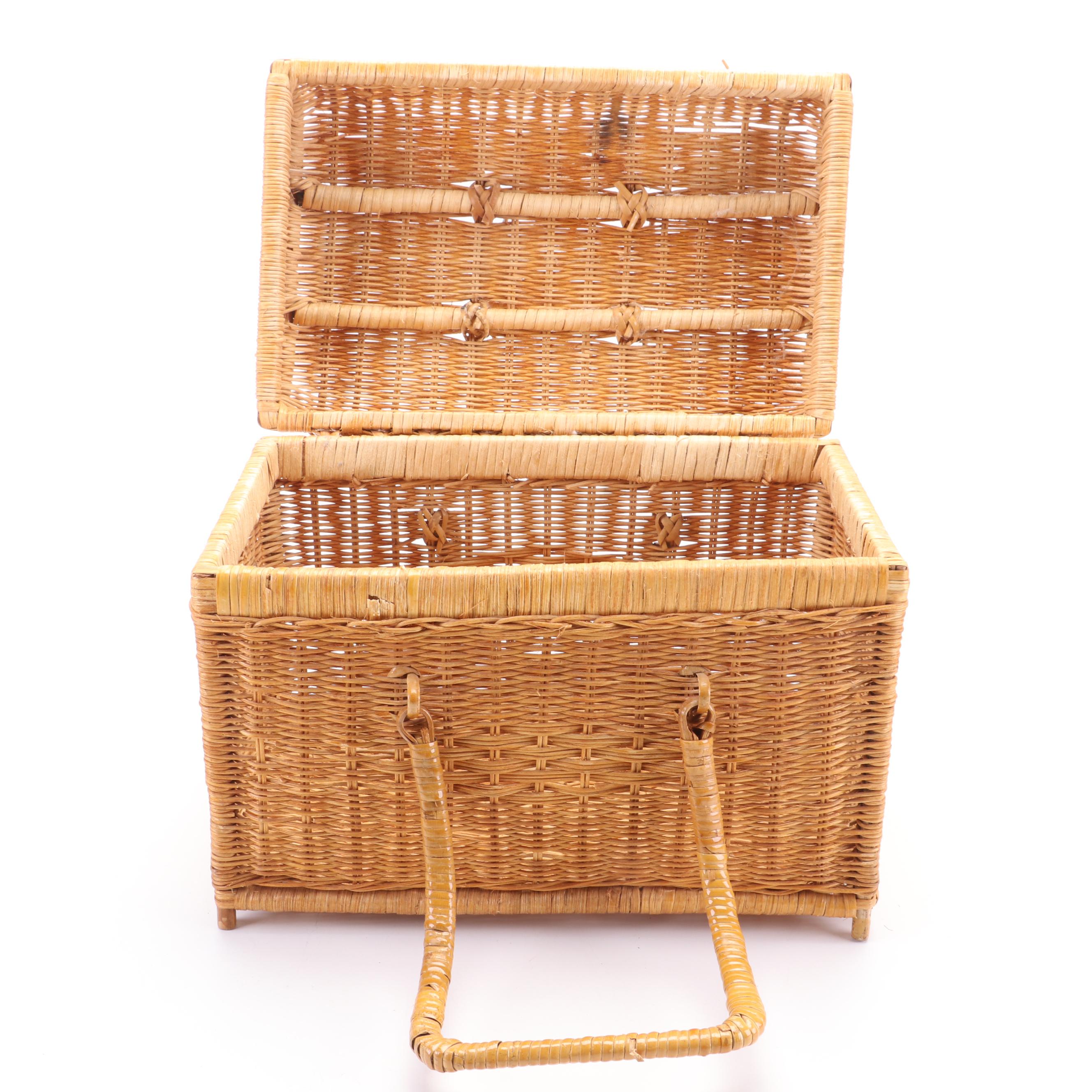 Basketville Oak Woven Basket, More Wicker Baskets and Sewing Supplies