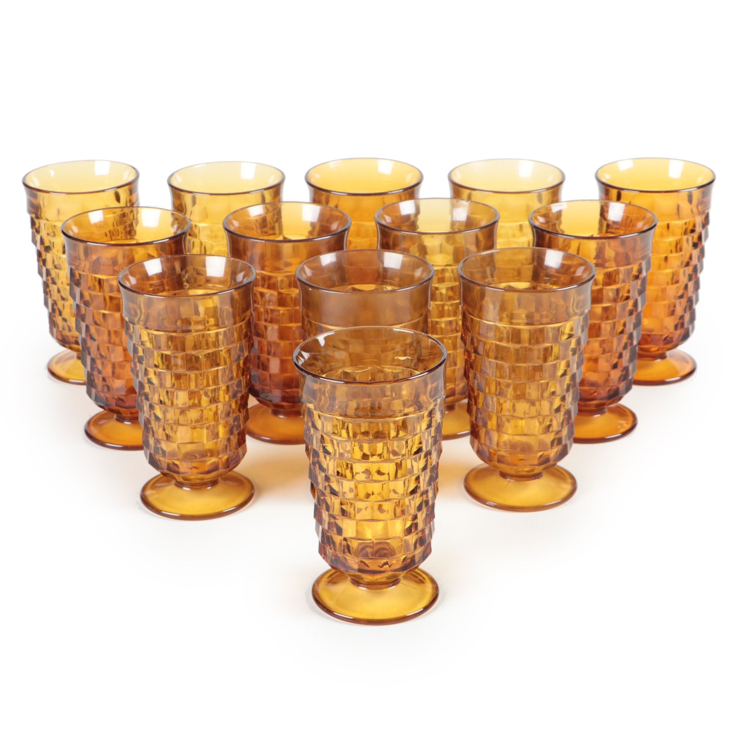 Colony "Whitehall Amber" Pressed Glass Iced Tea Glasses