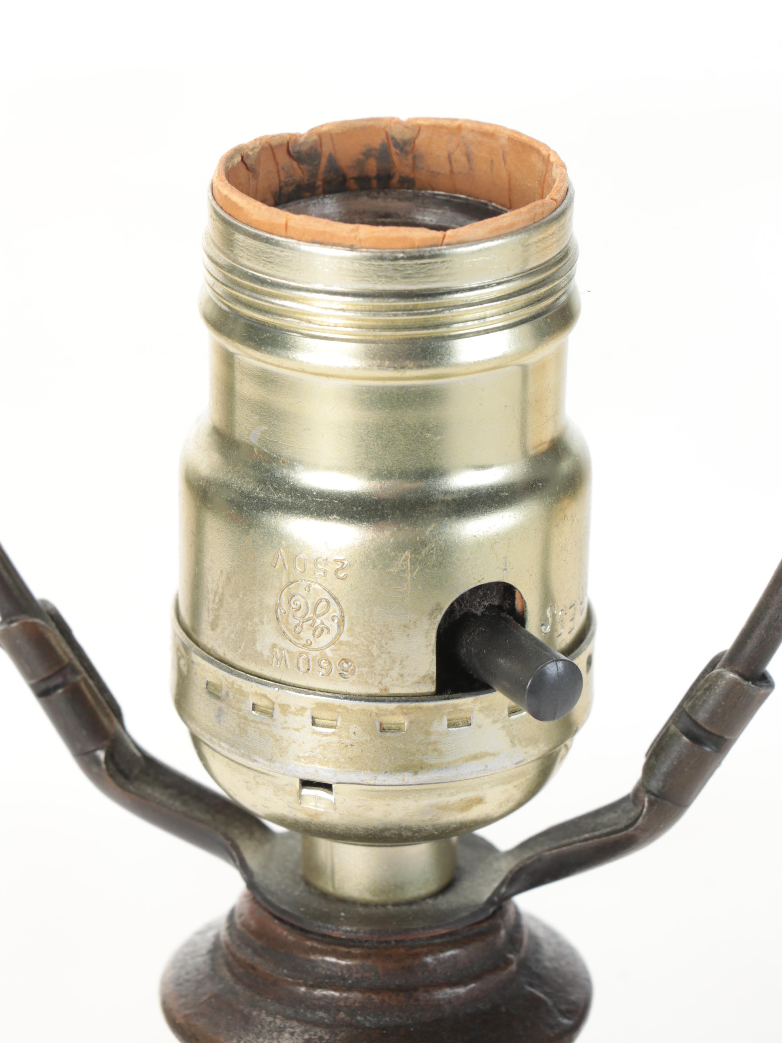 Feltman & Curme Cast Iron and Slag Glass Table Lamp, Early to Mid-20th Century