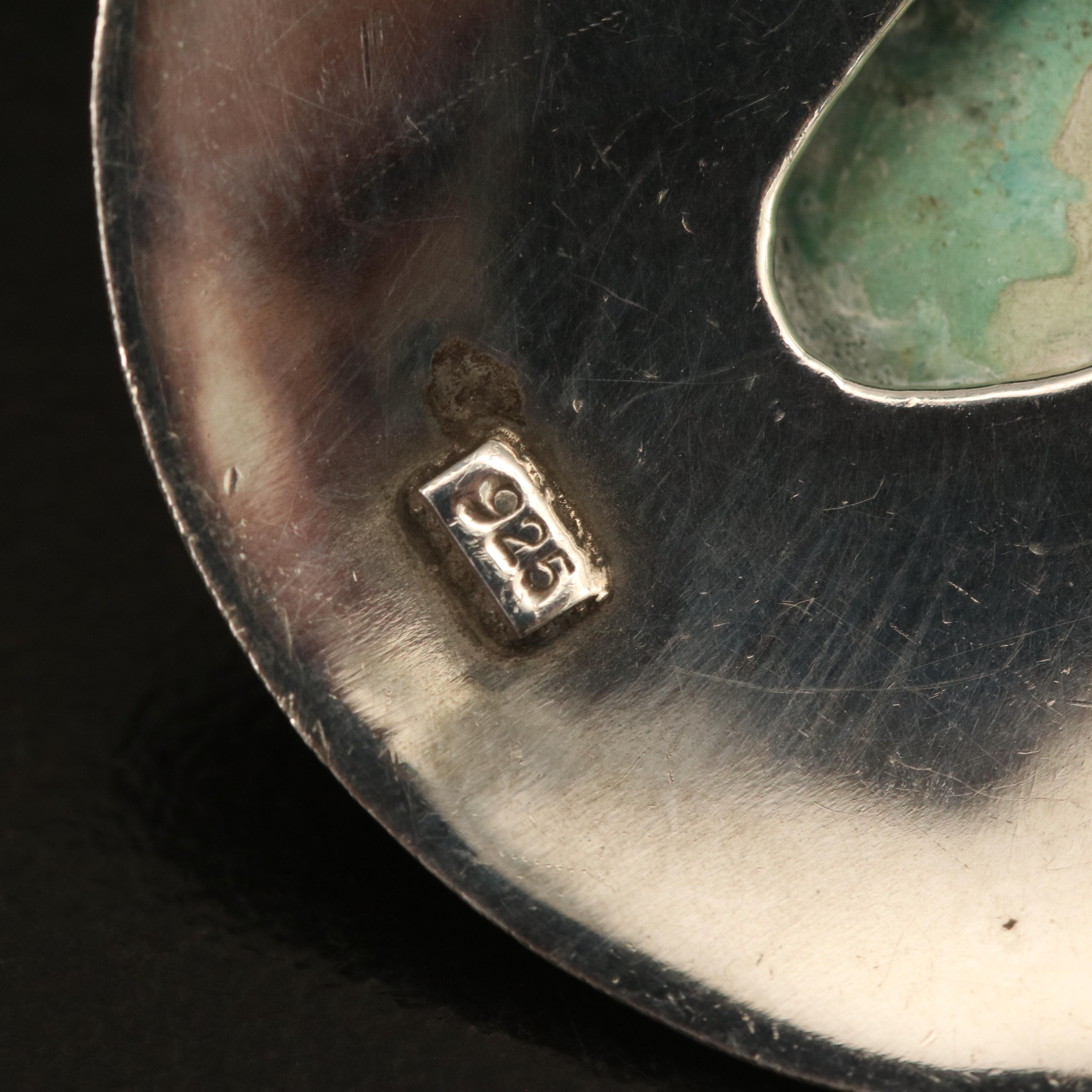 Sterling and Bronze Hoop and Concentric Earrings with Turquoise