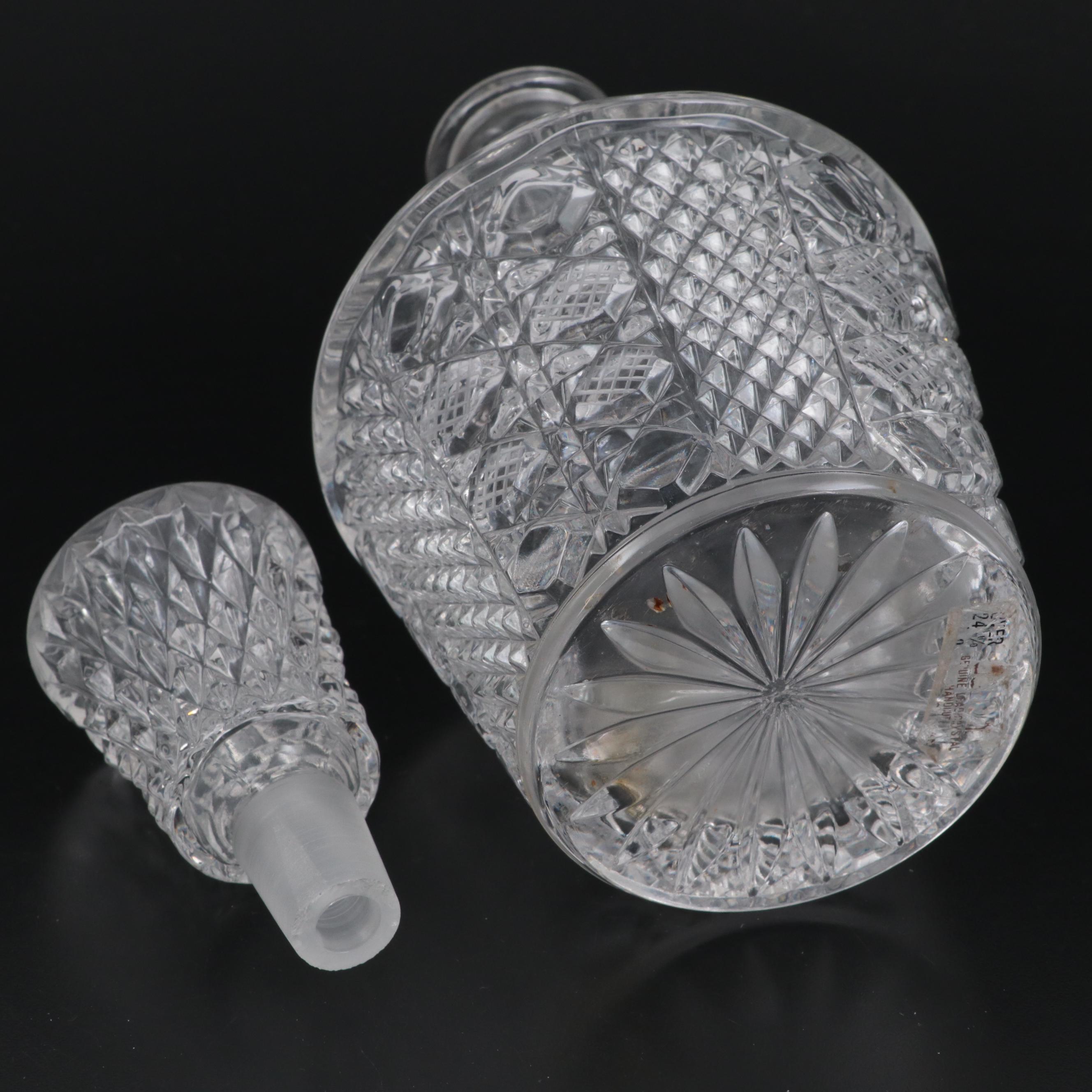 Crystal Decanter with Glass Liquor Glasses, Mid to Late 20th Century