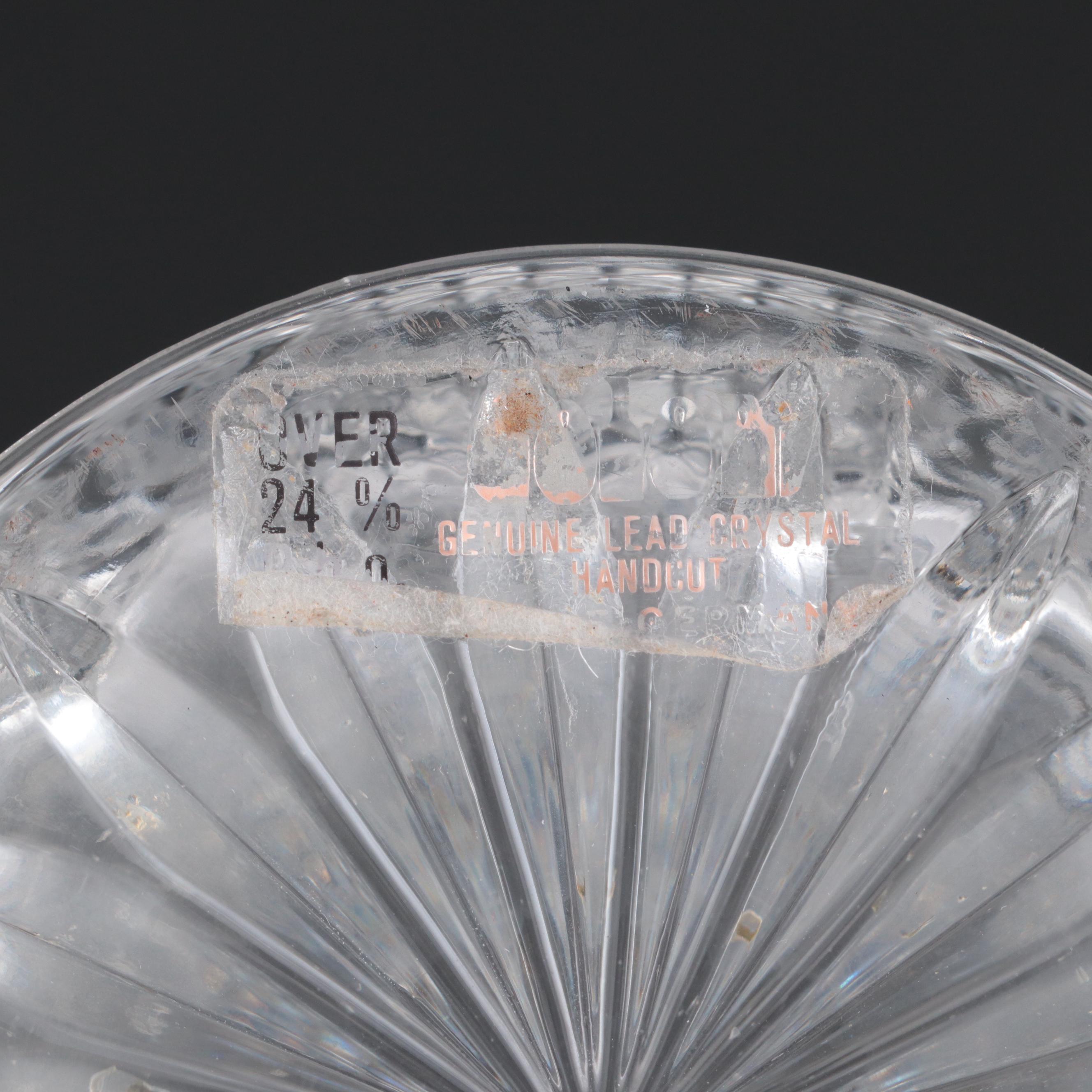 Crystal Decanter with Glass Liquor Glasses, Mid to Late 20th Century