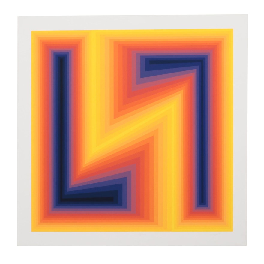 Jurgen Peters Op Art Serigraph "Lightning," 1978