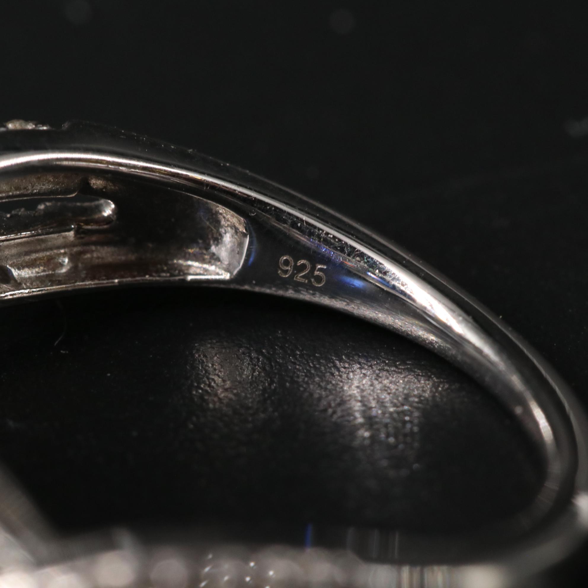 Sterling and Sapphire Halo Ring