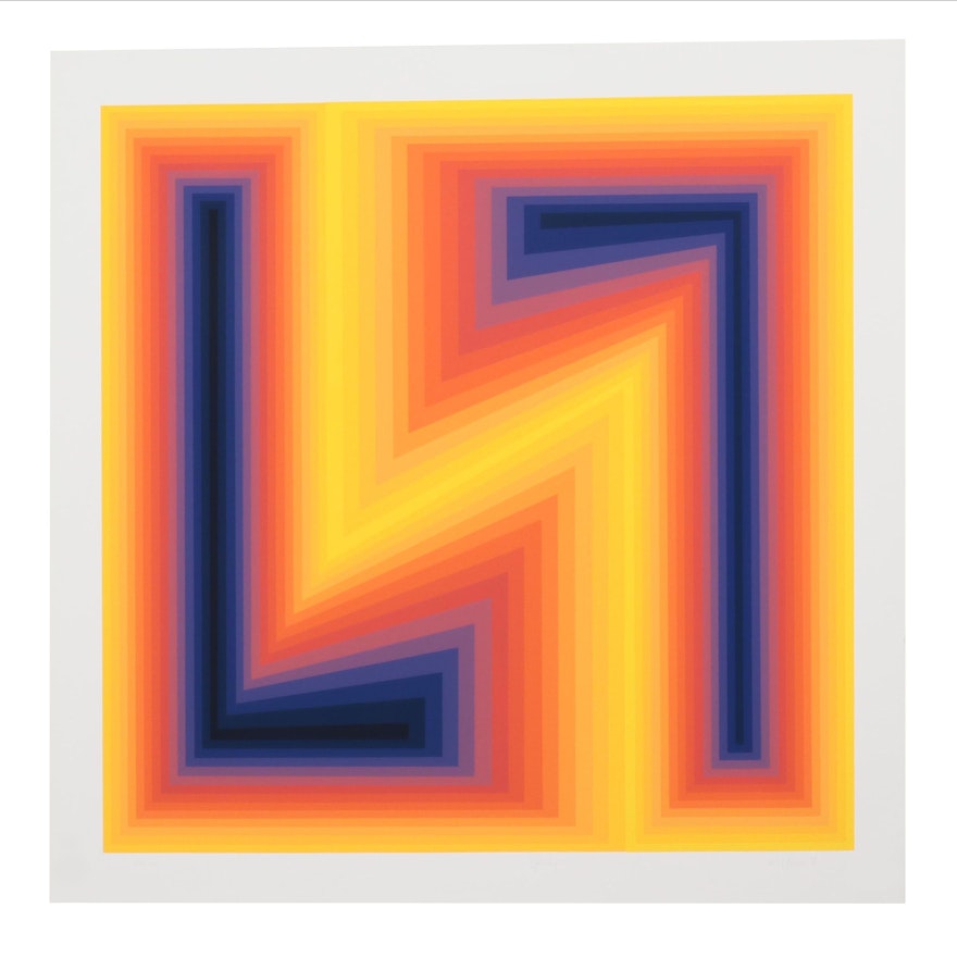 Jurgen Peters Op Art Serigraph "Lightning," 1978