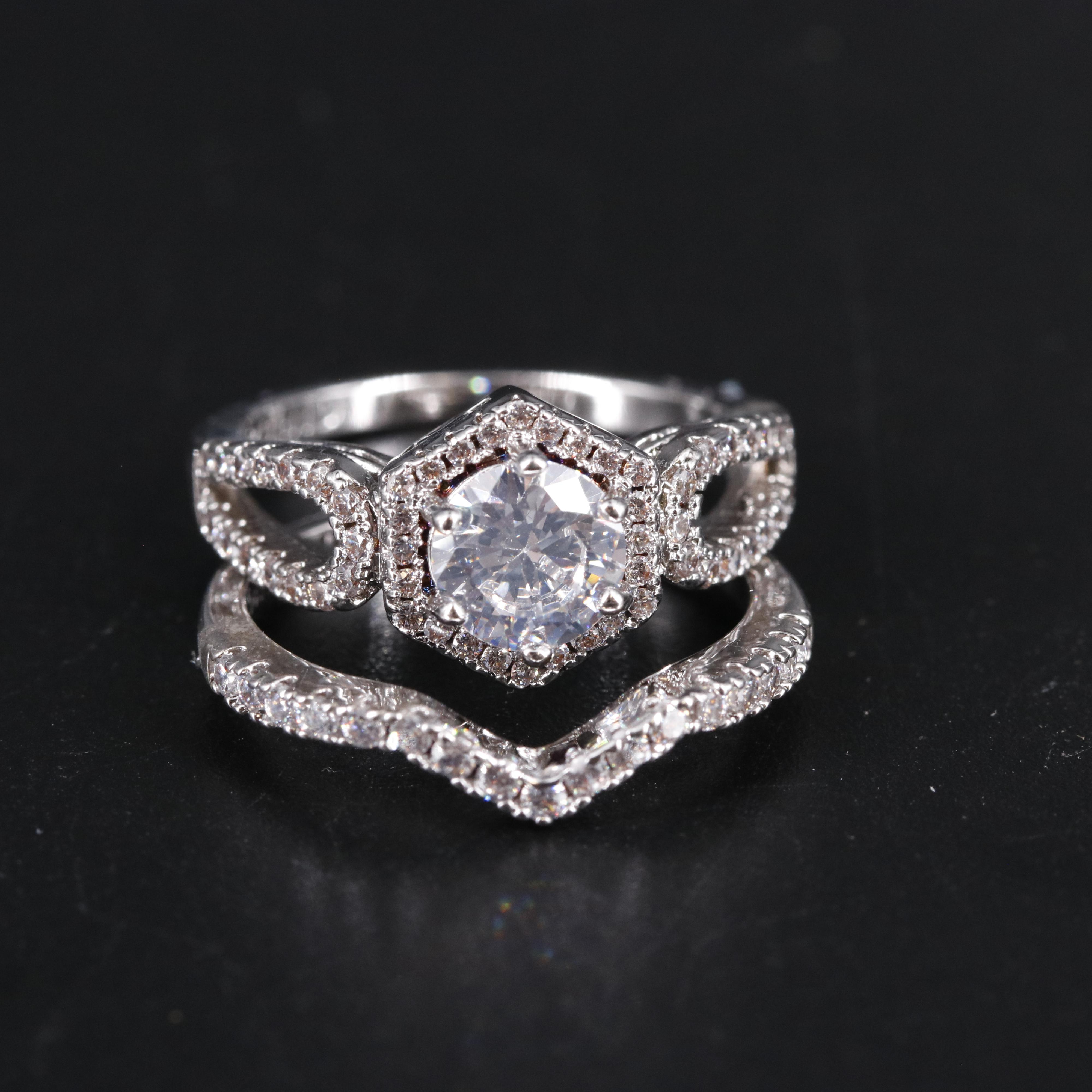 Cubic Zirconia Ring and Enhancer Band