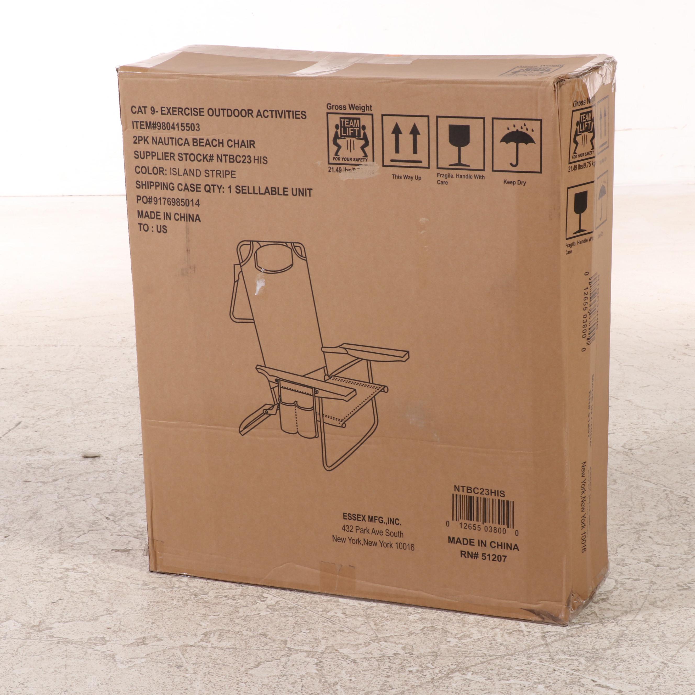 Two-Pack of Nautica Beach Chairs in Island Stripe