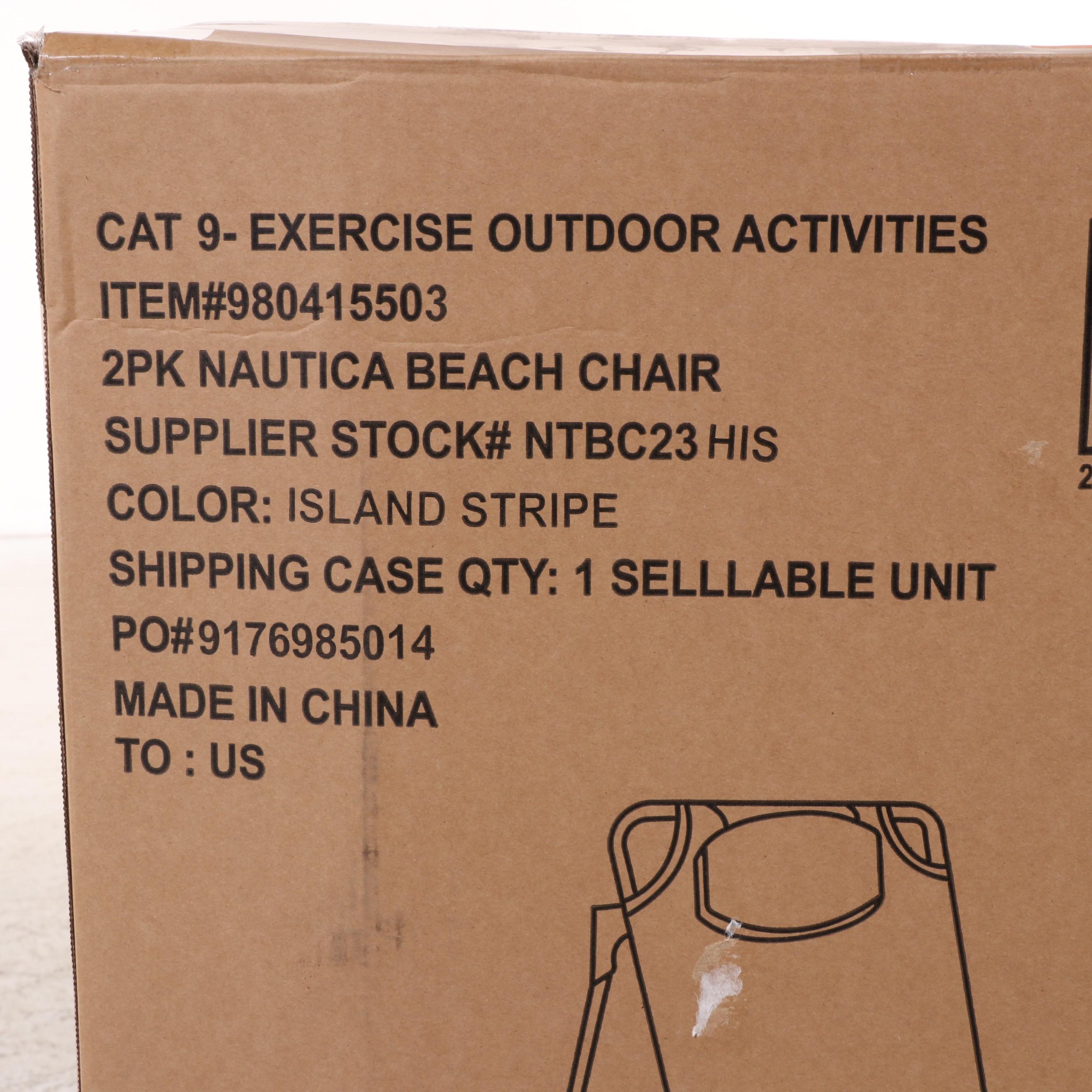 Two-Pack of Nautica Beach Chairs in Island Stripe