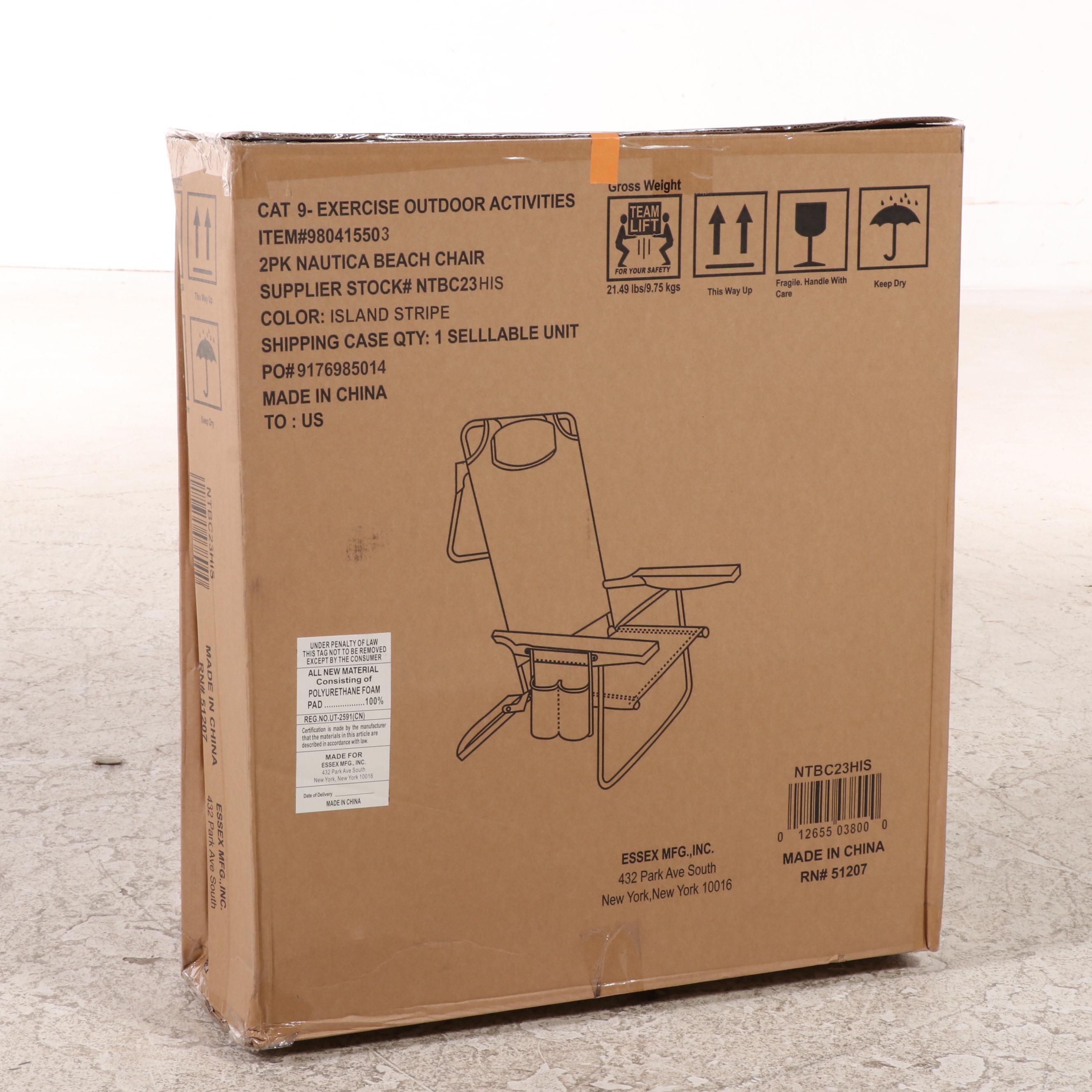 Two-Pack of Nautica Beach Chairs in Island Stripe