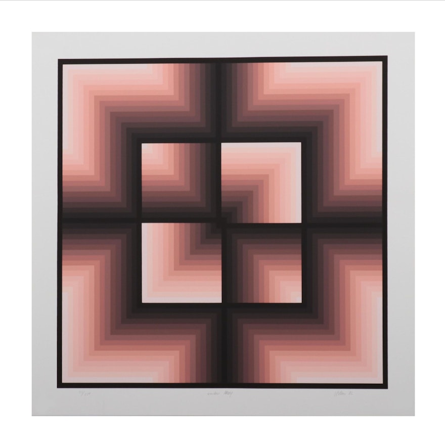 Jurgen Peters Op Art Serigraph "Window Motif," 1982