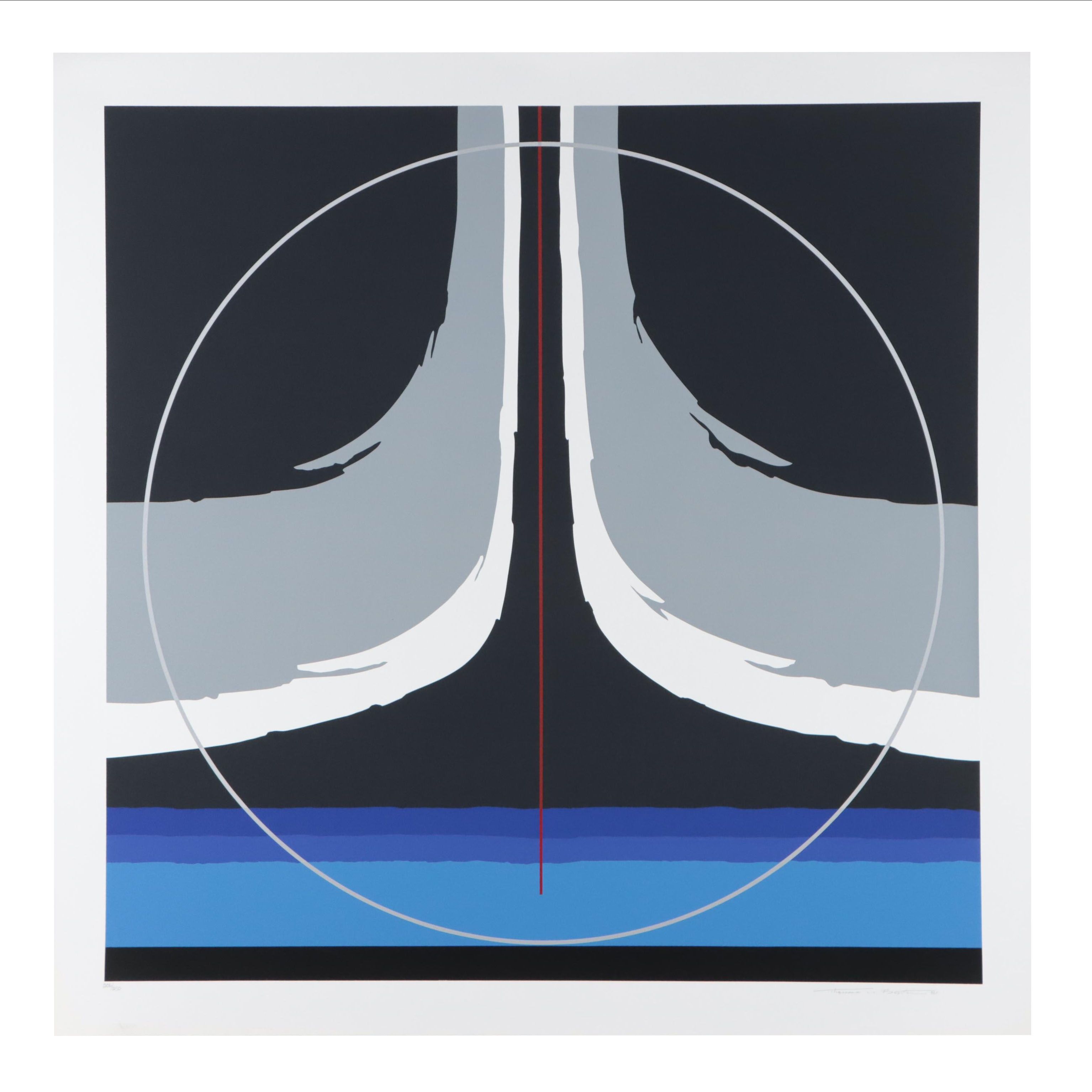 Thomas Whelan Benton Serigraph "Earthline Red," 1981