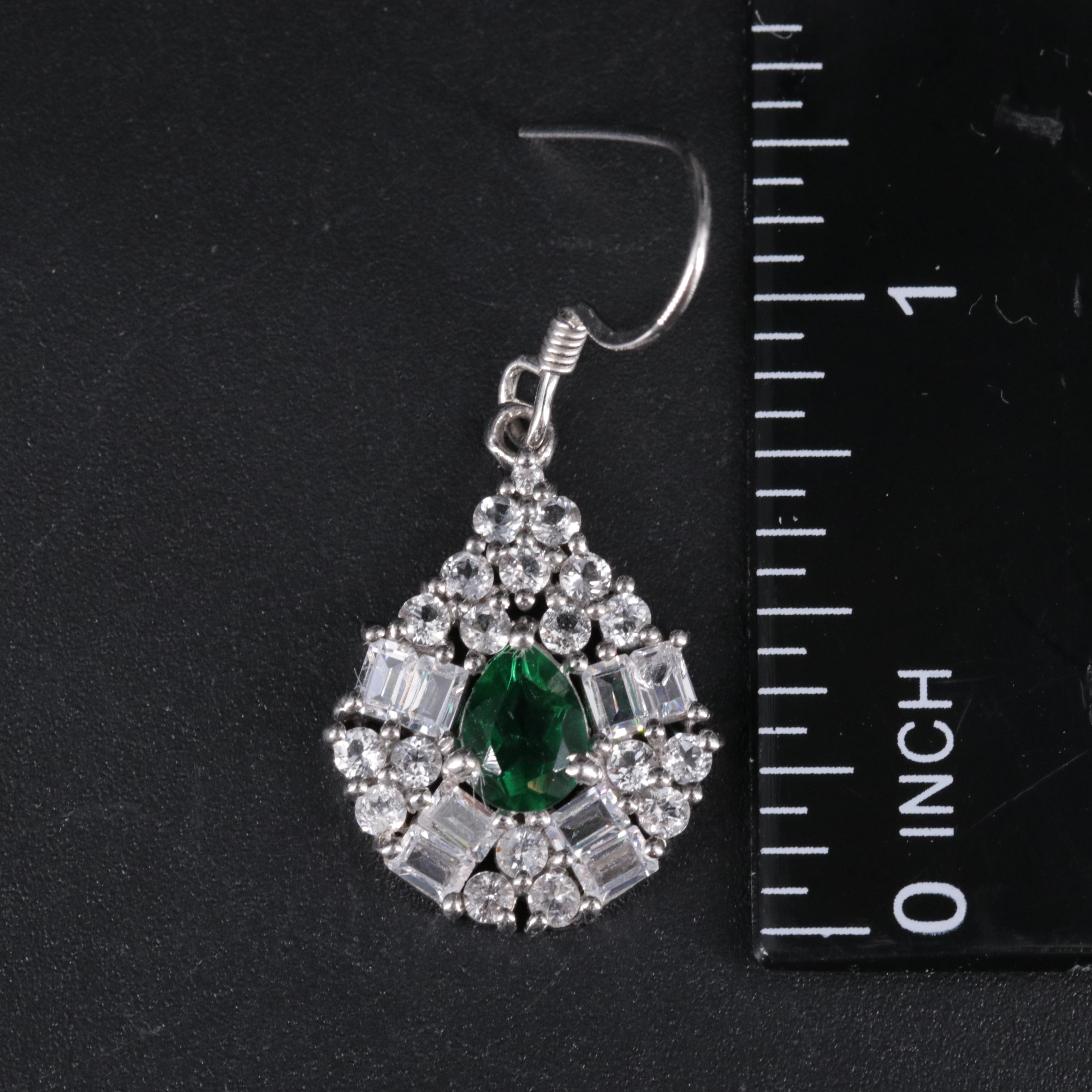 Sterling Silver Emerald Drop Earrings