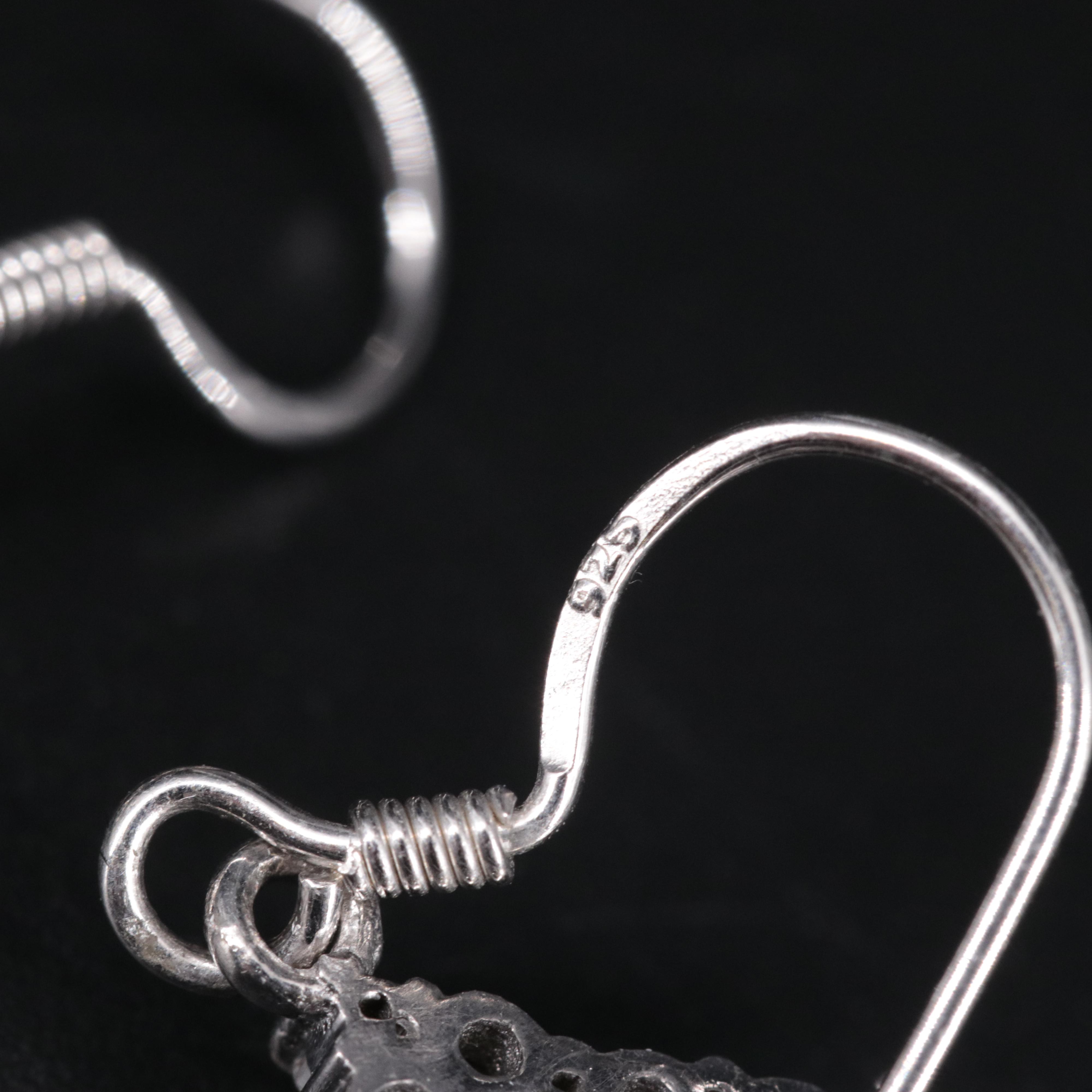 Sterling Silver Emerald Drop Earrings