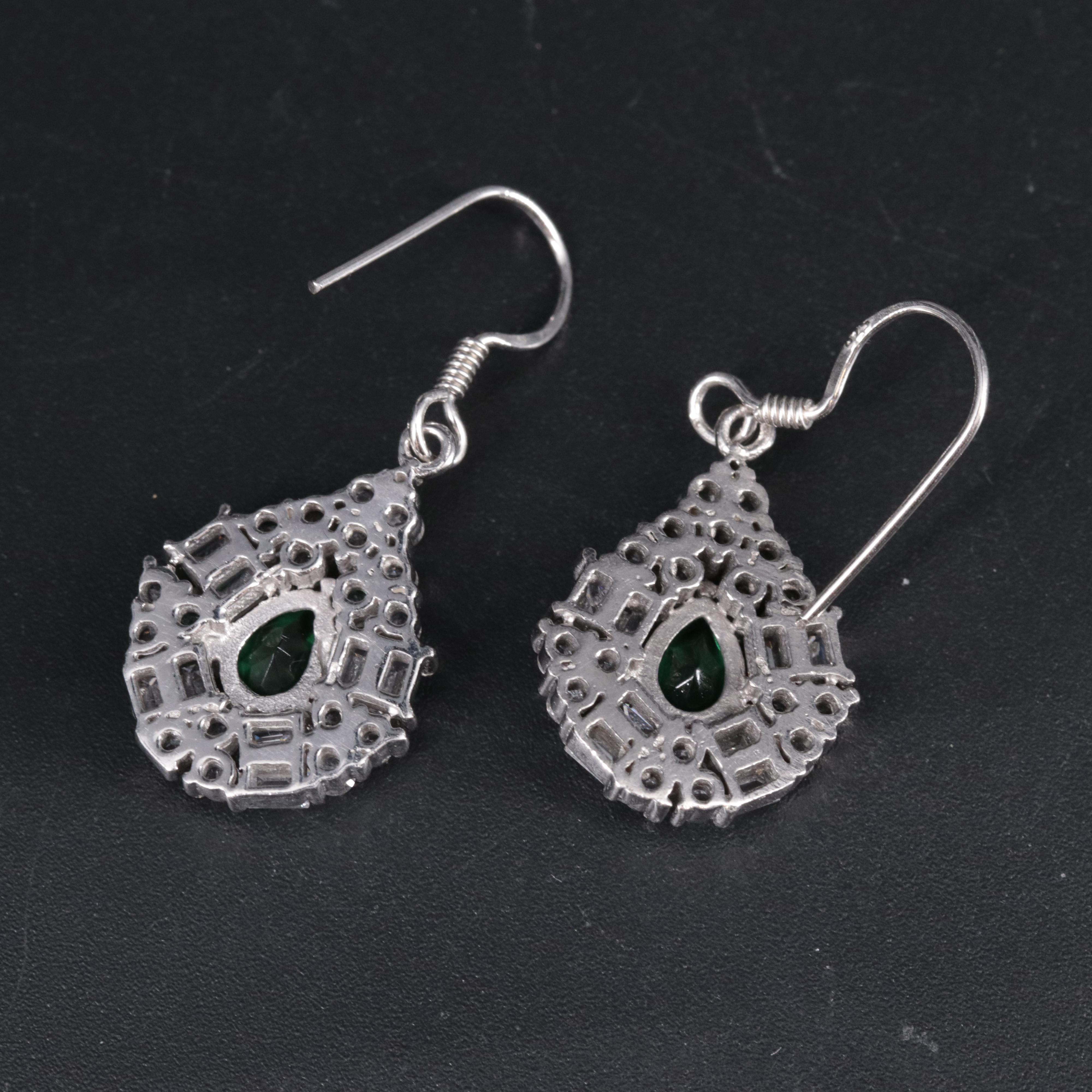 Sterling Silver Emerald Drop Earrings