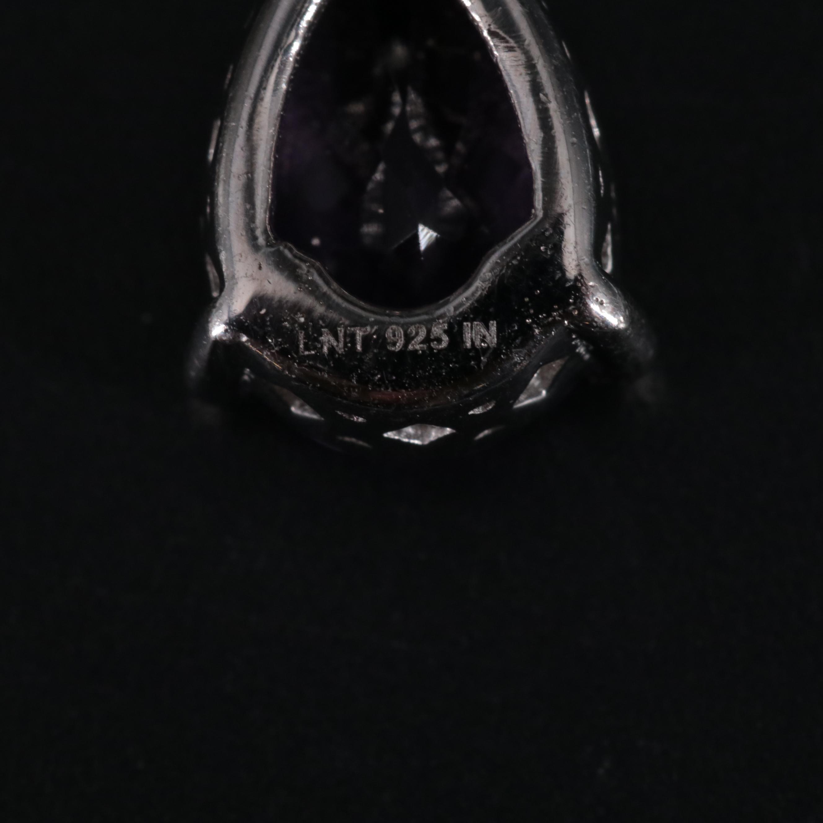 Sterling Silver Drop Earrings Featuring Amethyst