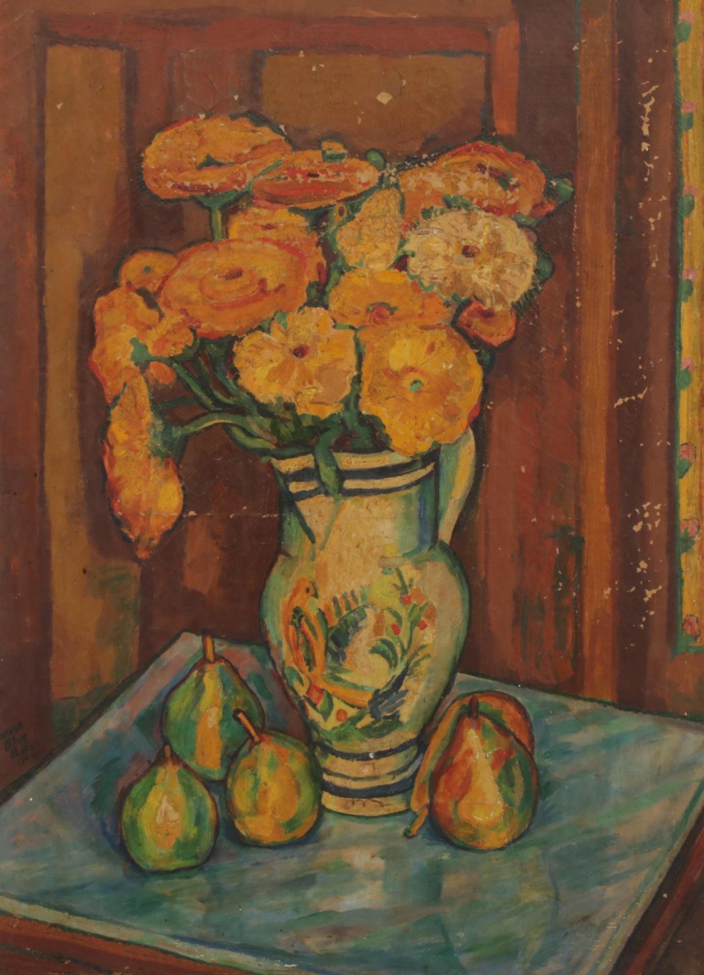 Jerome Blum Floral Still Life Oil Painting, 1928