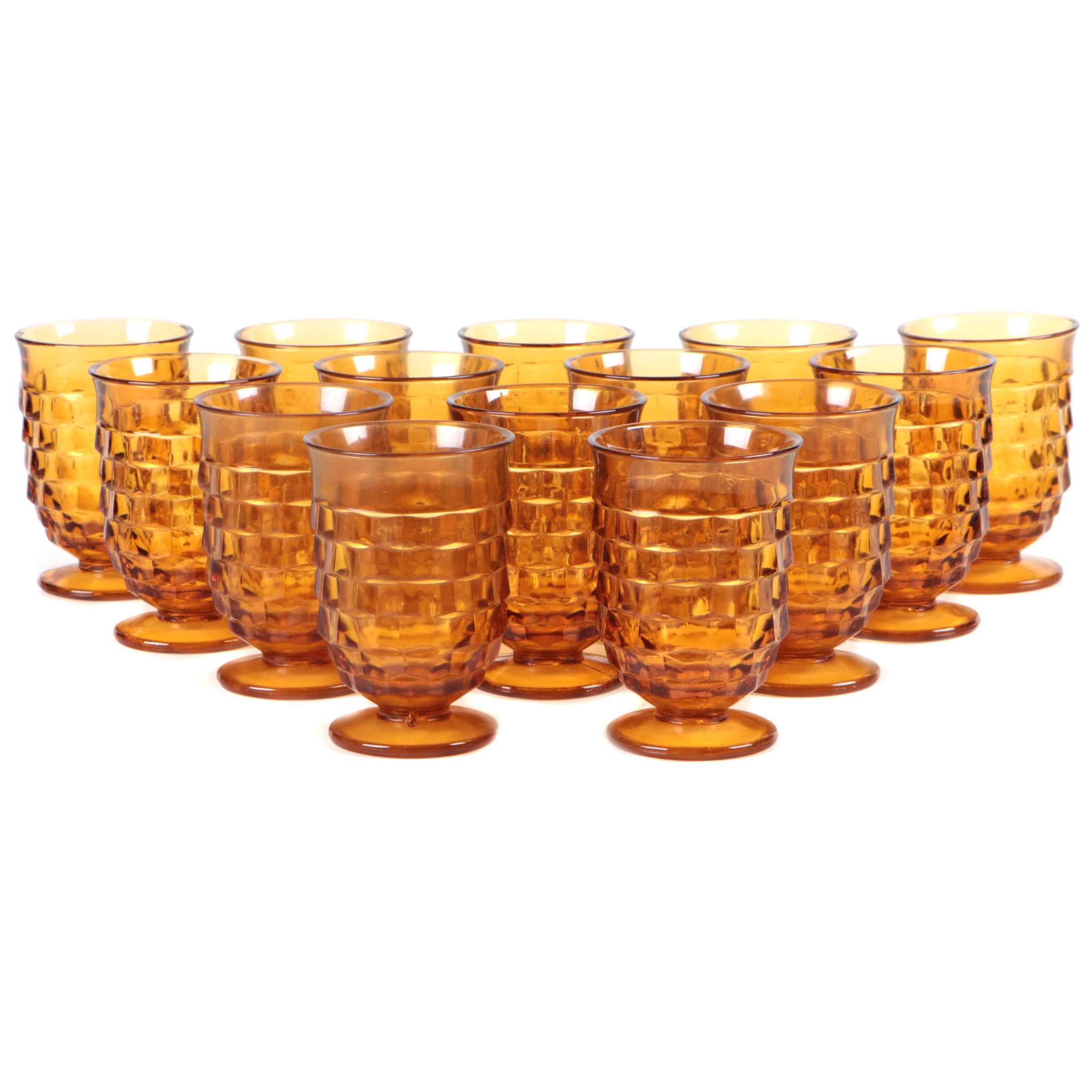Colony "Whitehall Amber" Pressed Glass Juice Glasses