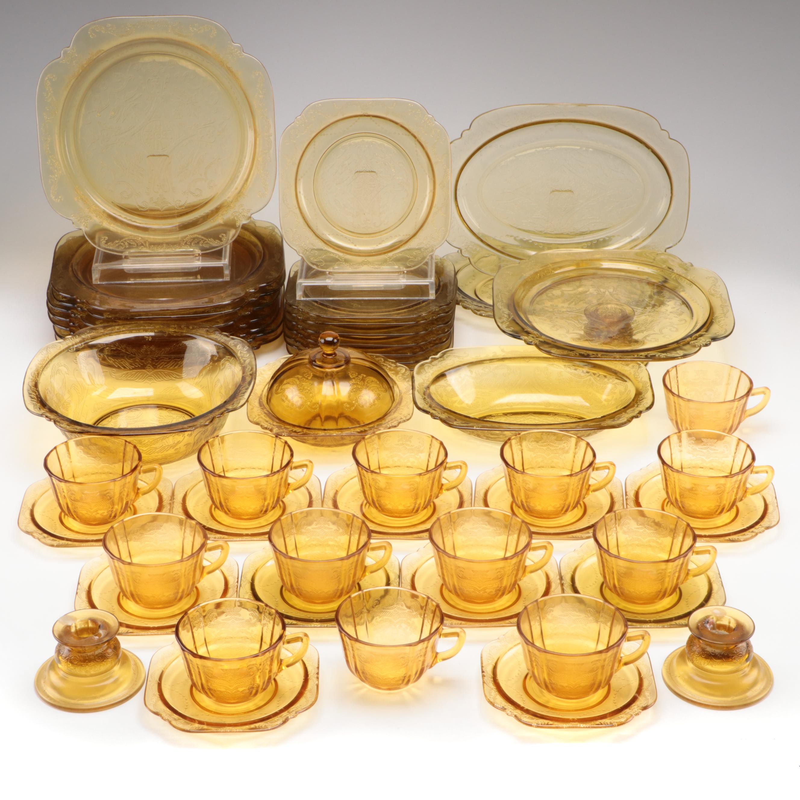 Federal Glass "Recollection" Amber Glass Tableware