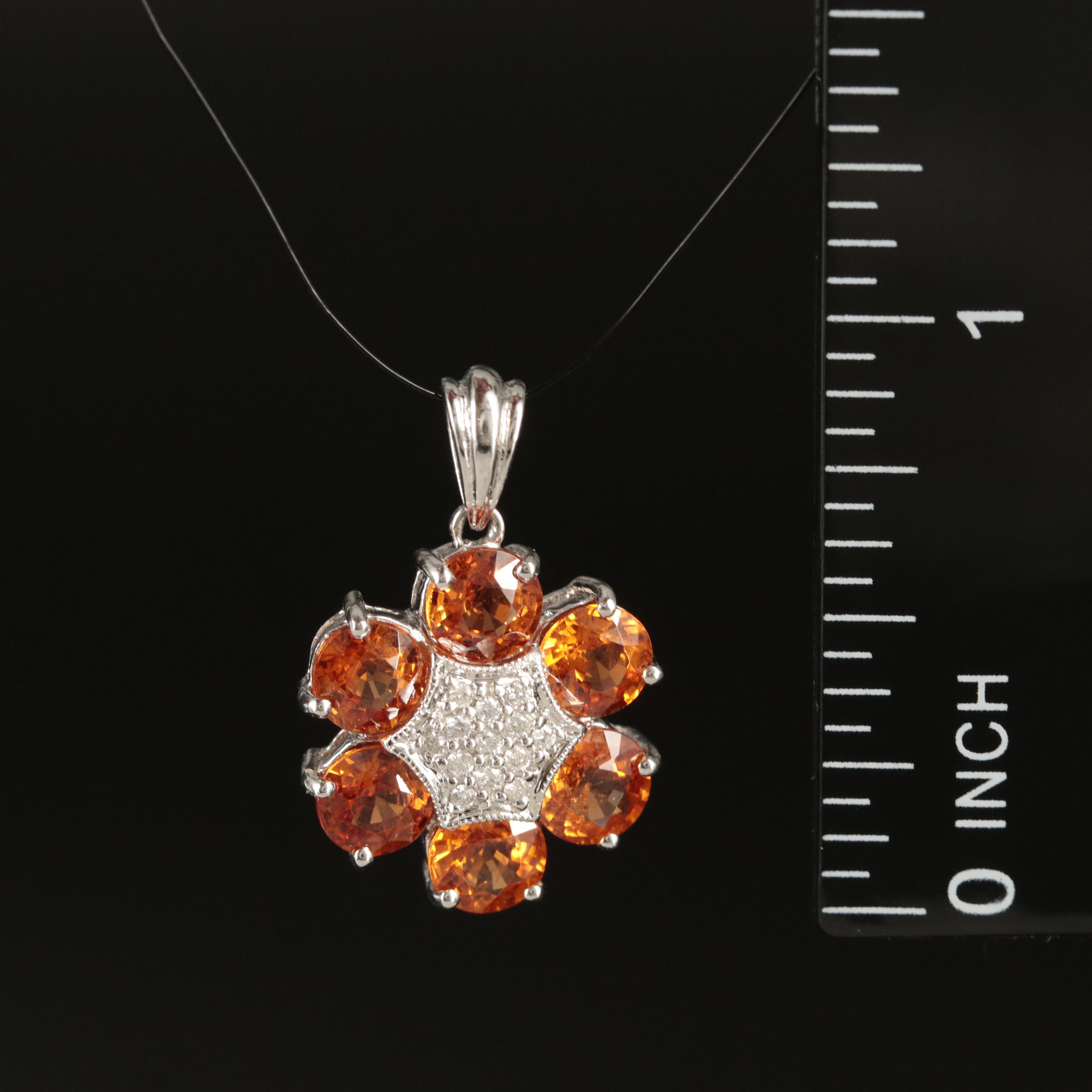 14K Spessartine Garnet and Diamond Pendant